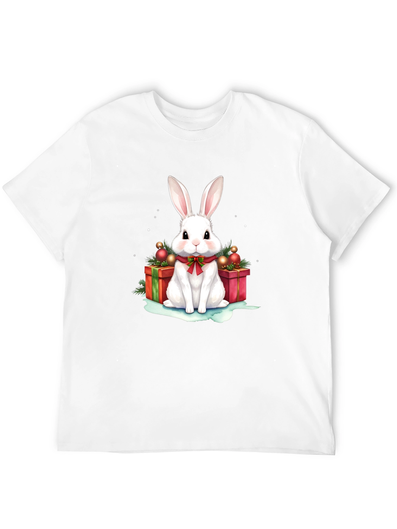 Festive Holiday Rabbit Graphic T-Shirt