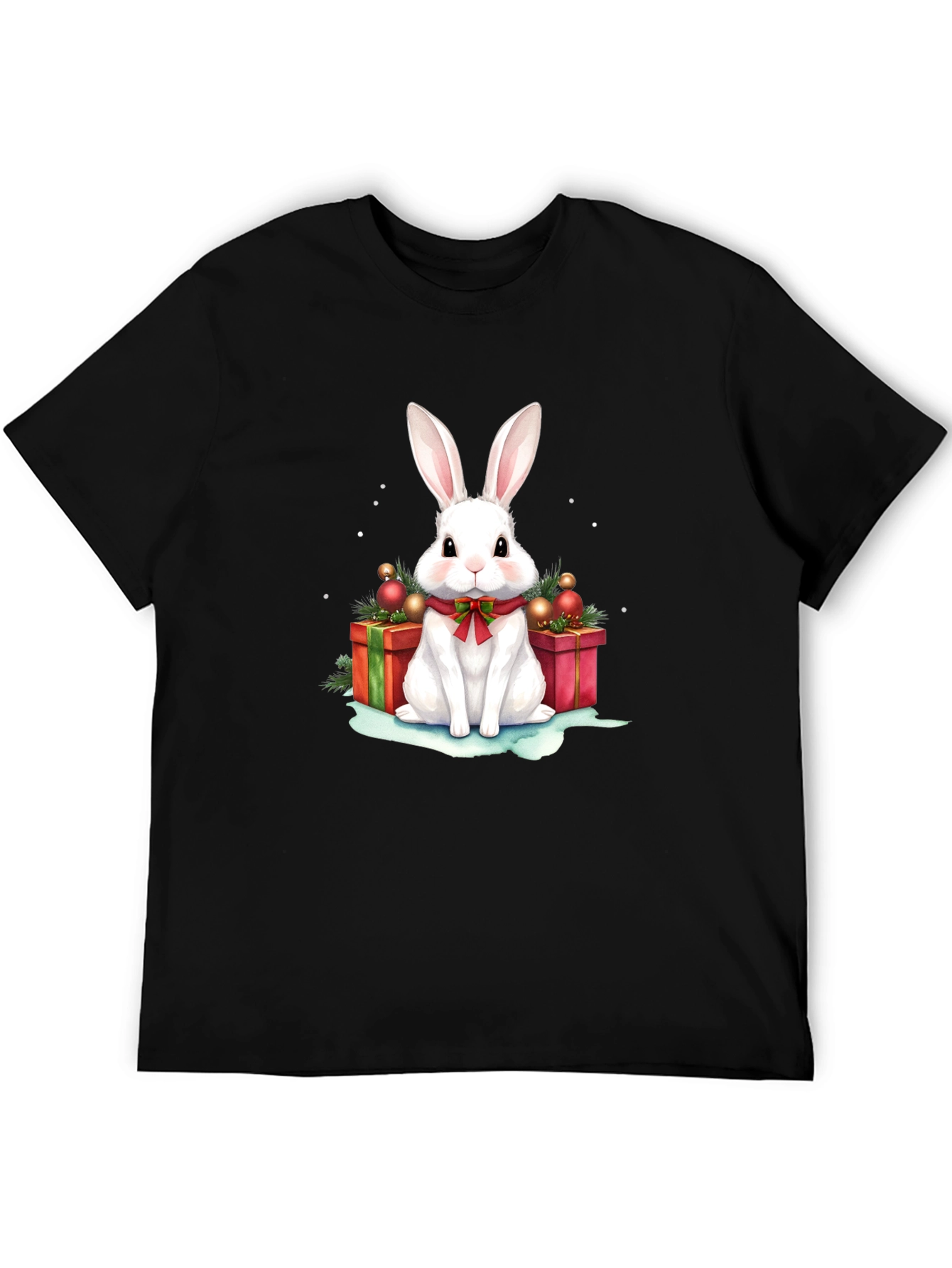 Festive Holiday Rabbit Graphic T-Shirt