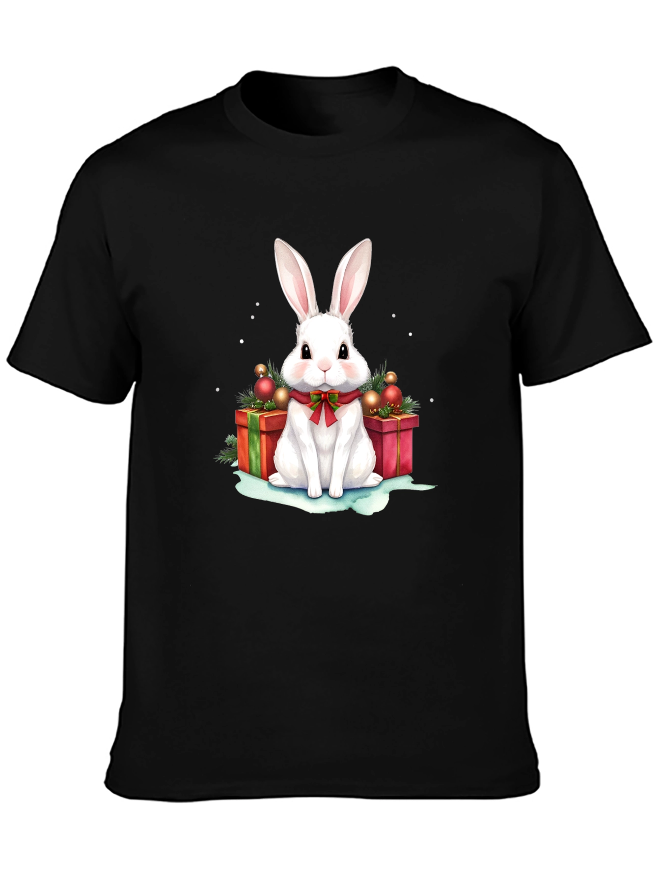 Festive Holiday Rabbit Graphic T-Shirt