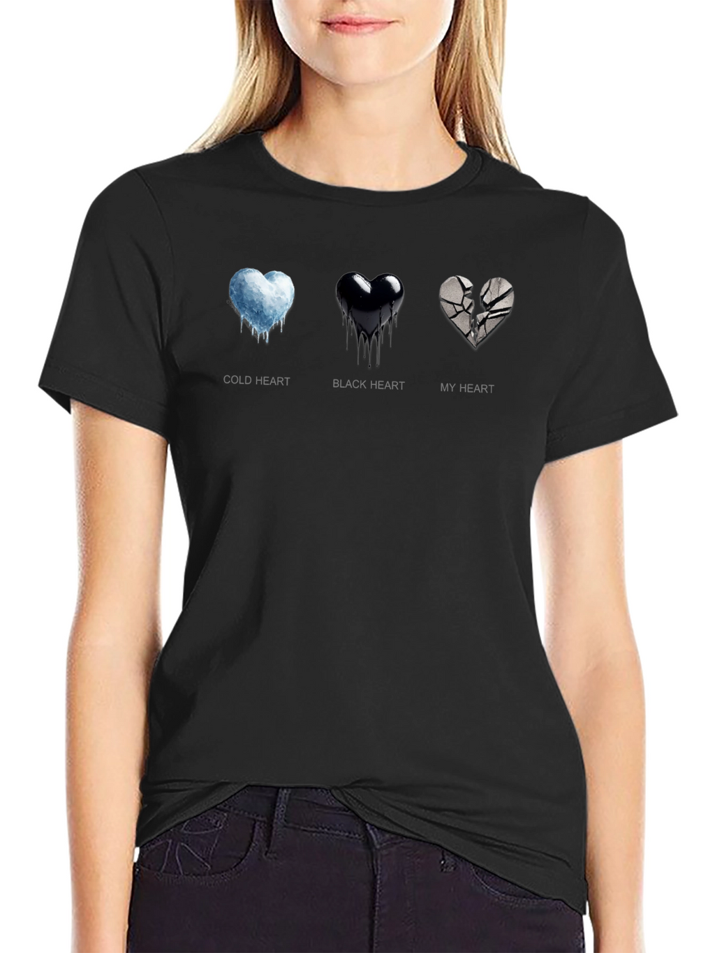 Emotional State T-Shirt - Cold Black Broken Hearts