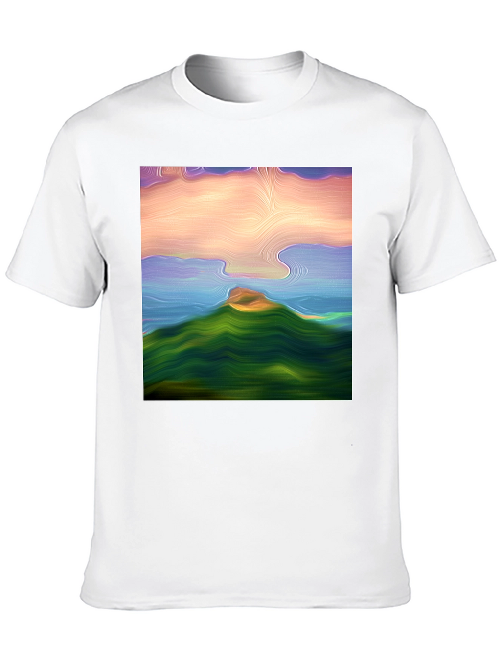 Abstract Landscape Graphic Tee - Black Cotton Blend Shirt