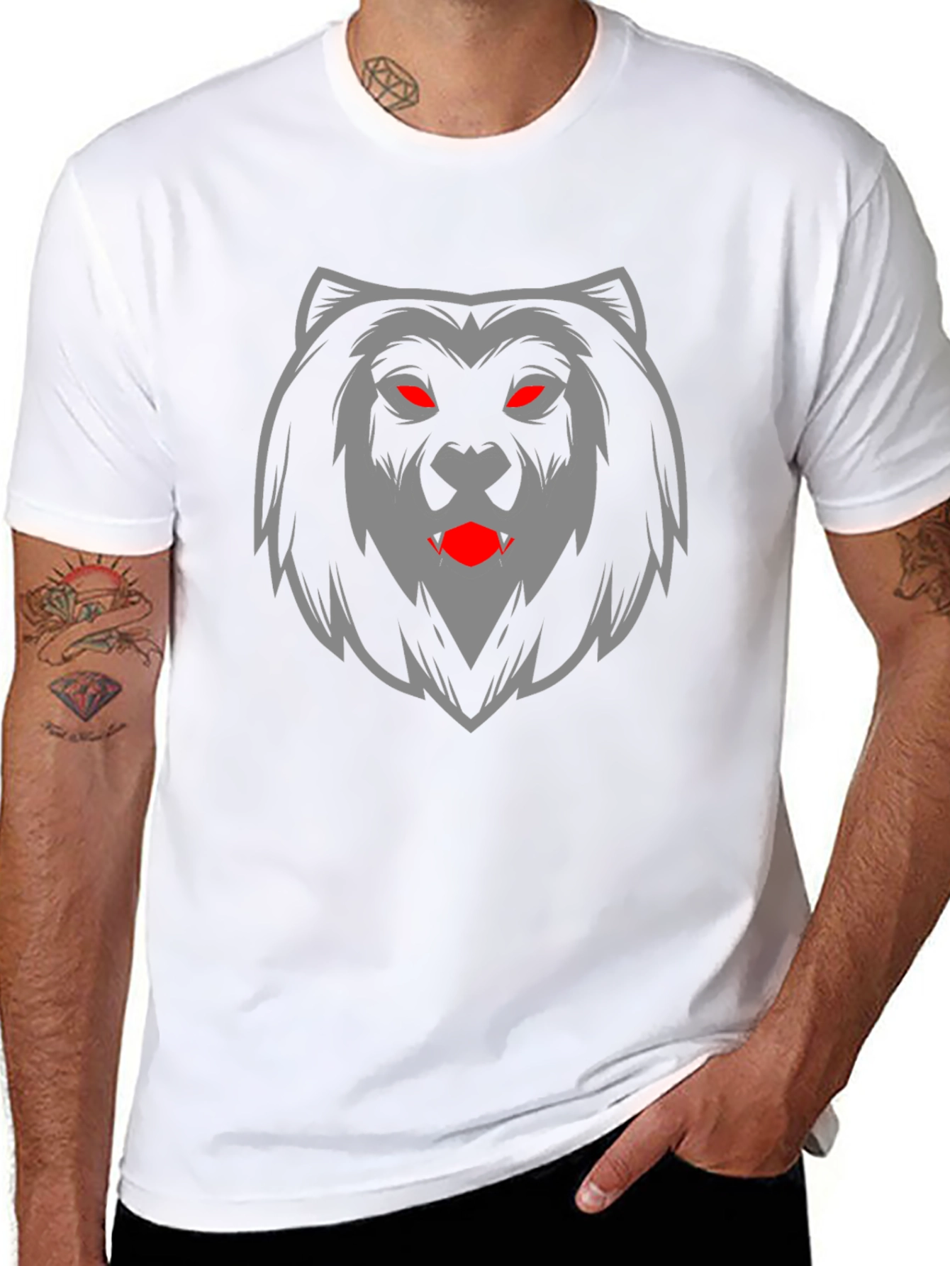 Mens Black T-Shirt with Bear Graphic