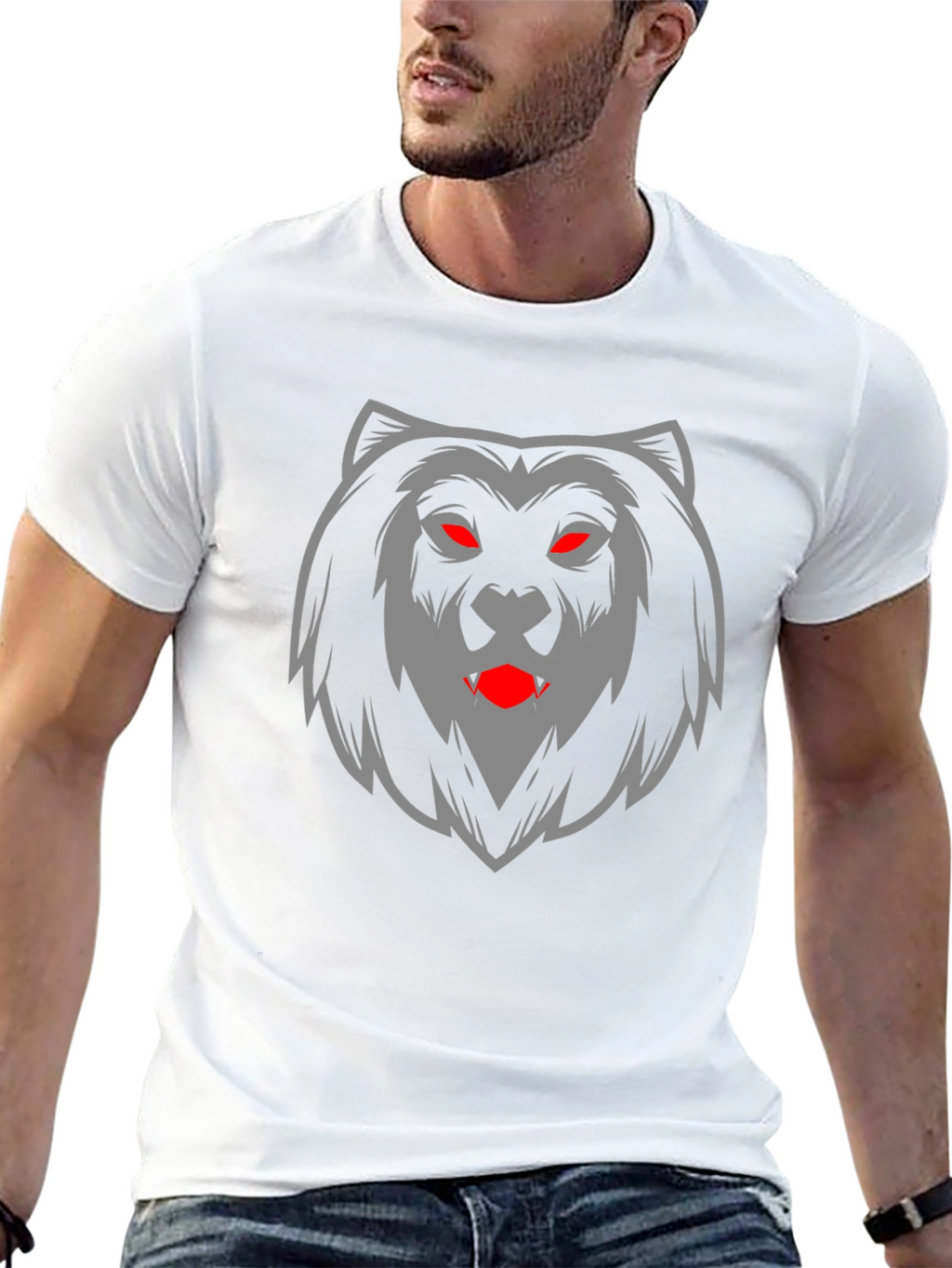 Mens Black T-Shirt with Bear Graphic