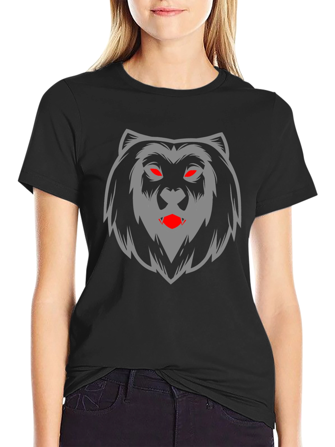 Mens Black T-Shirt with Bear Graphic