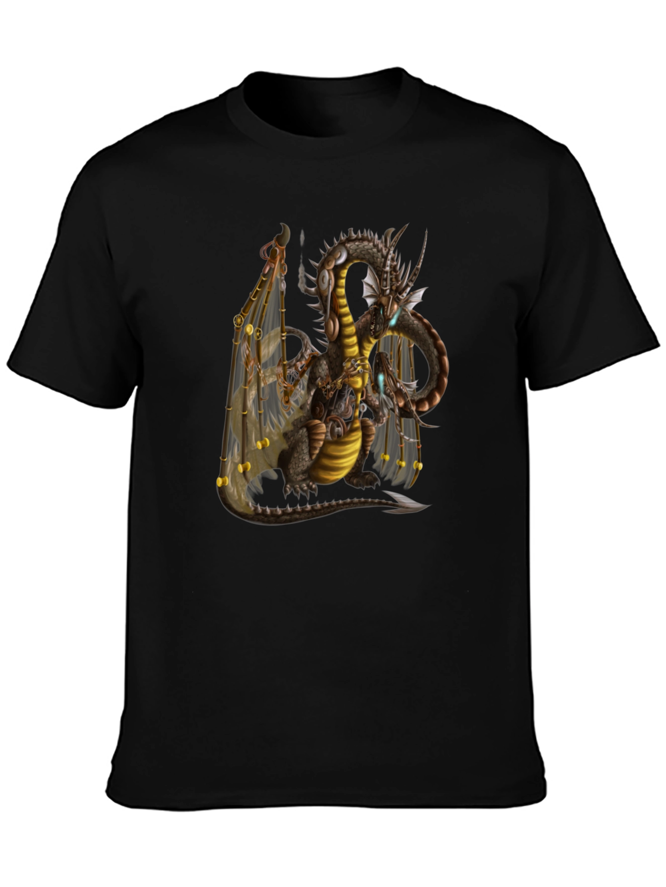 Steampunk Dragon Graphic T-Shirt - Black