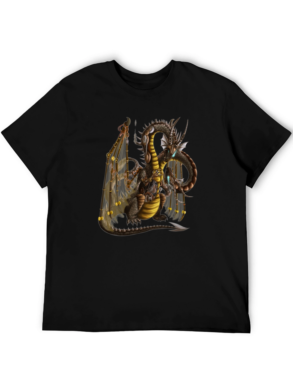 Steampunk Dragon Graphic T-Shirt - Black
