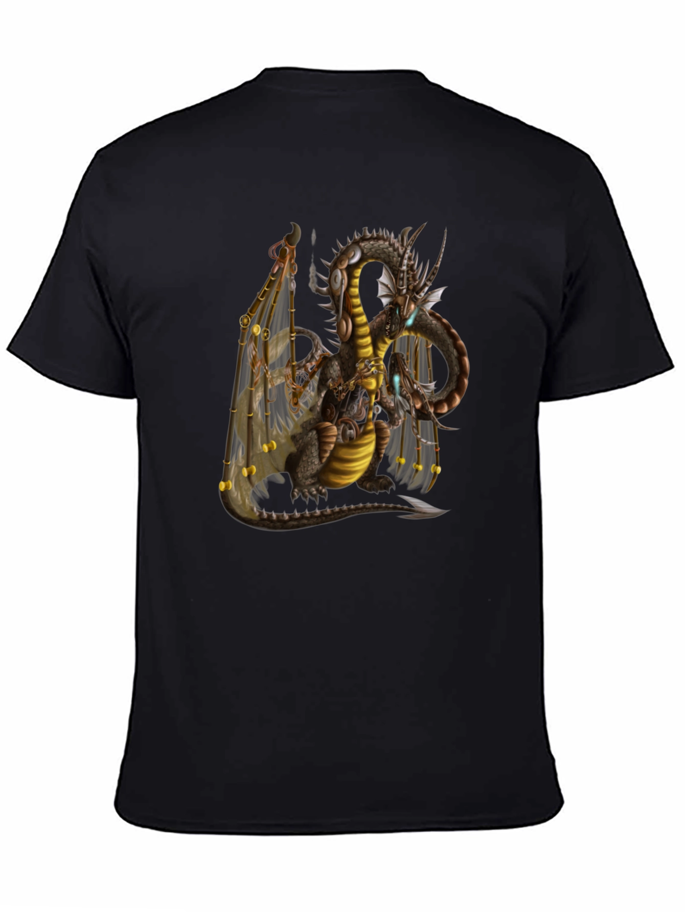 Steampunk Dragon Graphic T-Shirt - Black