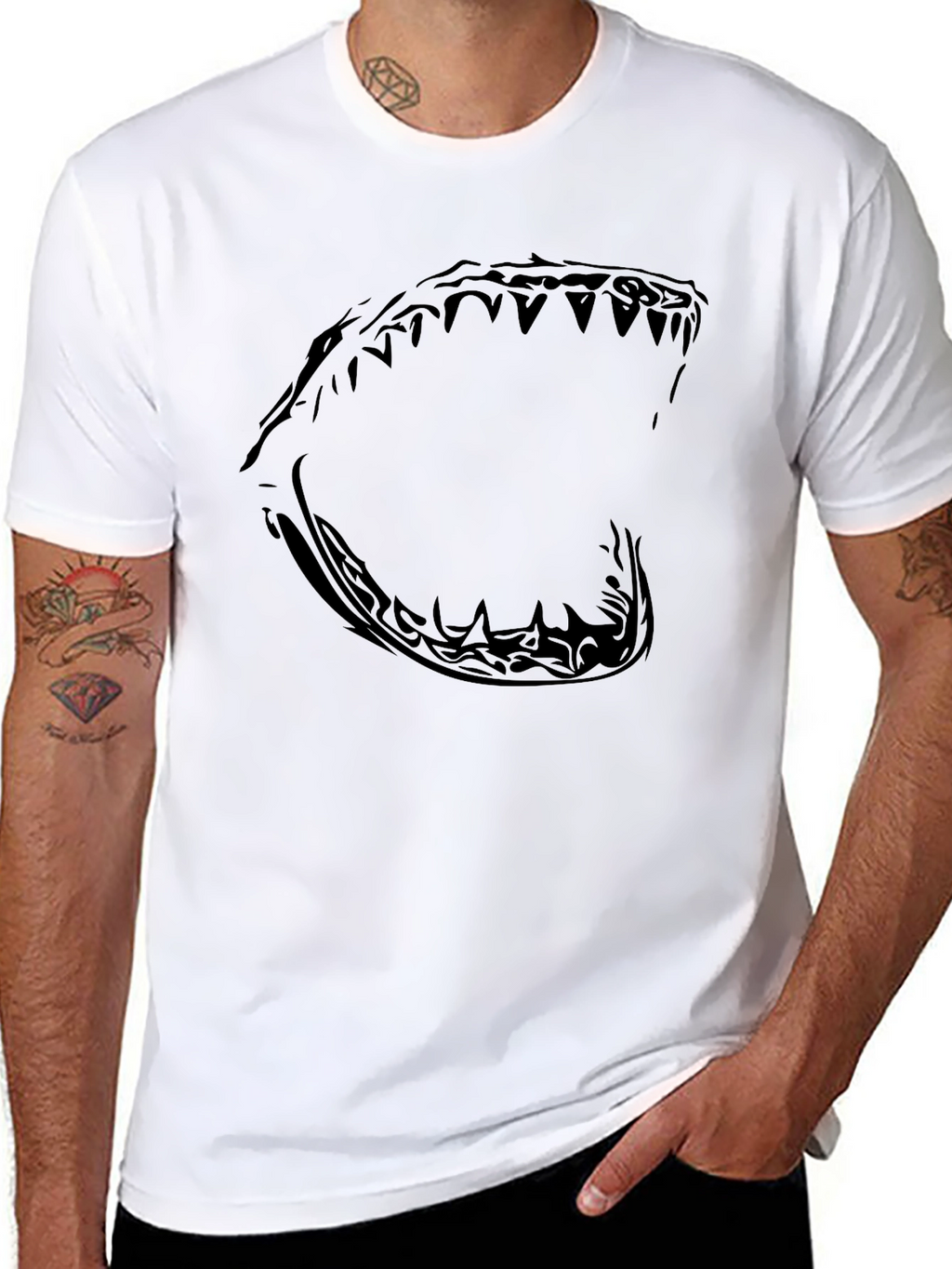 Mens Black Shark Jaw Graphic Tee