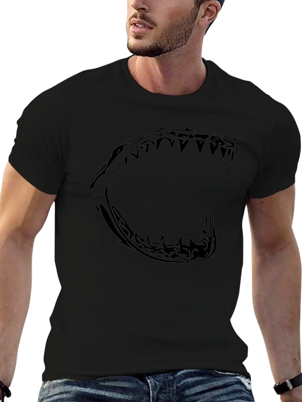 Mens Black Shark Jaw Graphic Tee