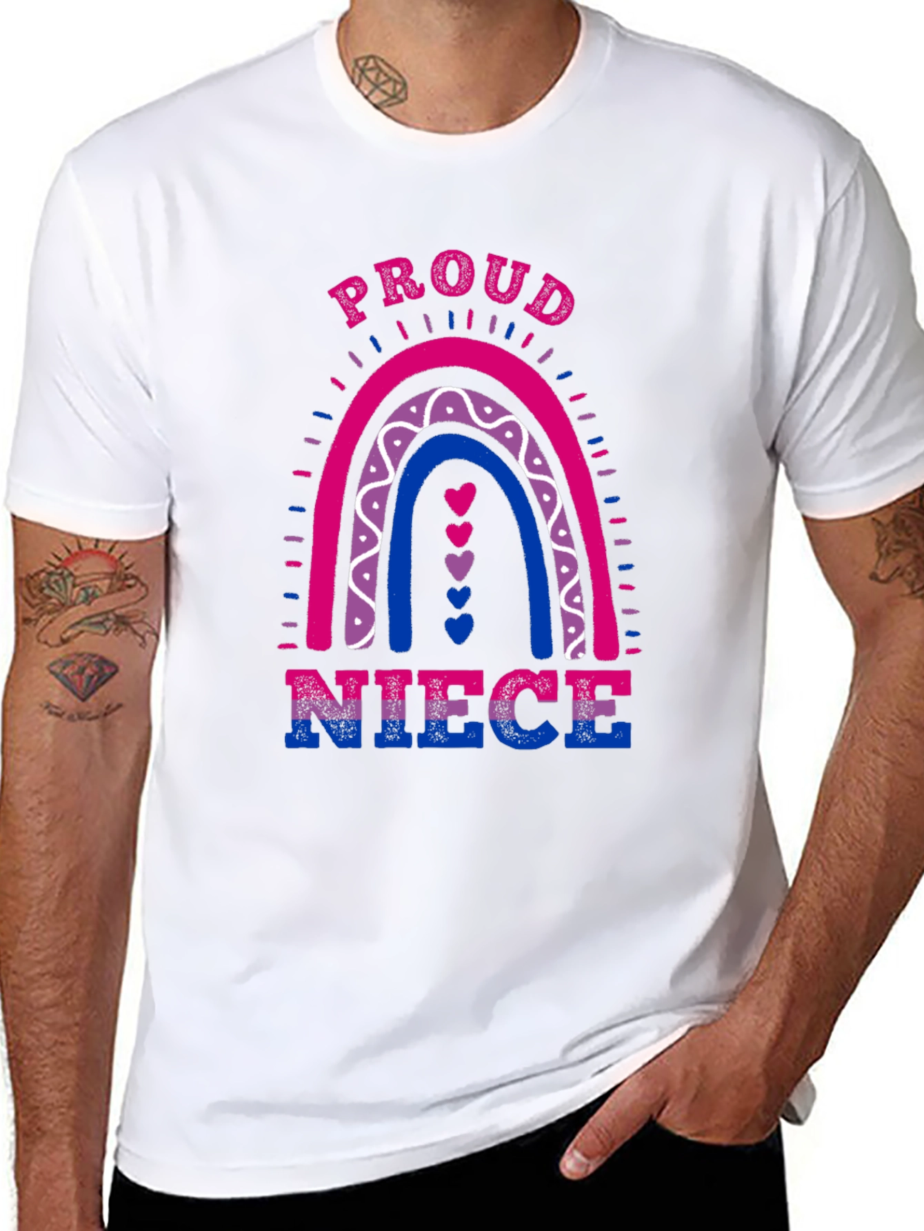 Proud Bi Niece Rainbow T-Shirt LGBT Pride Tee