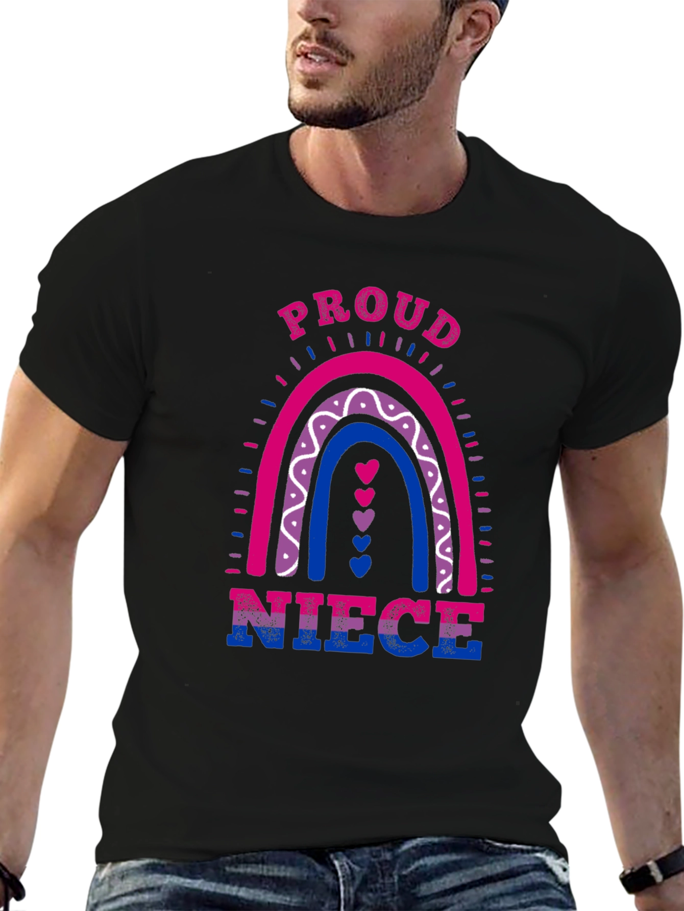 Proud Bi Niece Rainbow T-Shirt LGBT Pride Tee