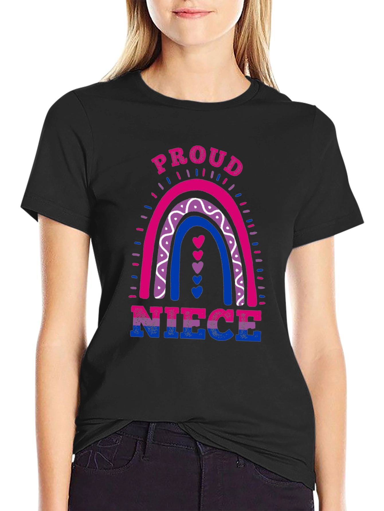 Proud Bi Niece Rainbow T-Shirt LGBT Pride Tee