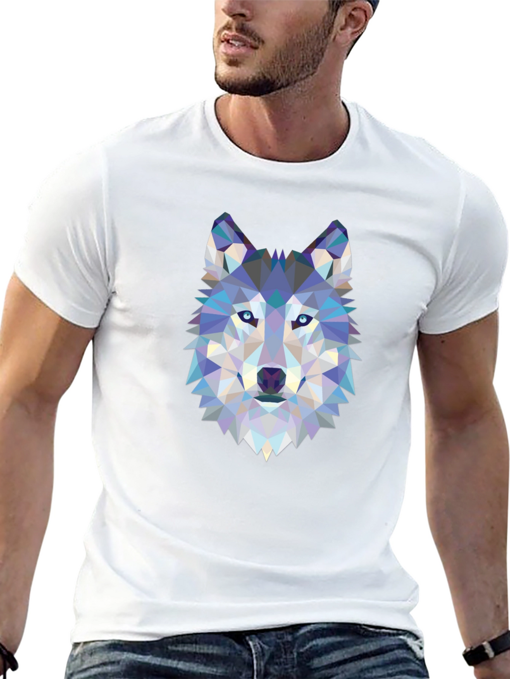 Geometric Wolf Graphic Print T-Shirt
