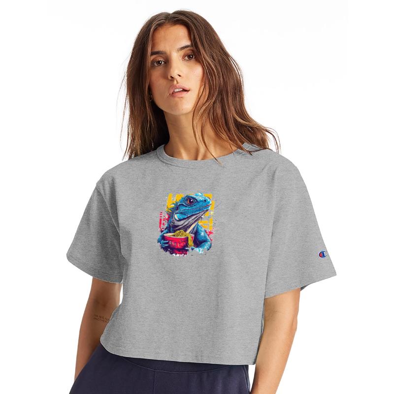 Blue Iguana with Ramen - Vibrant Urban Art