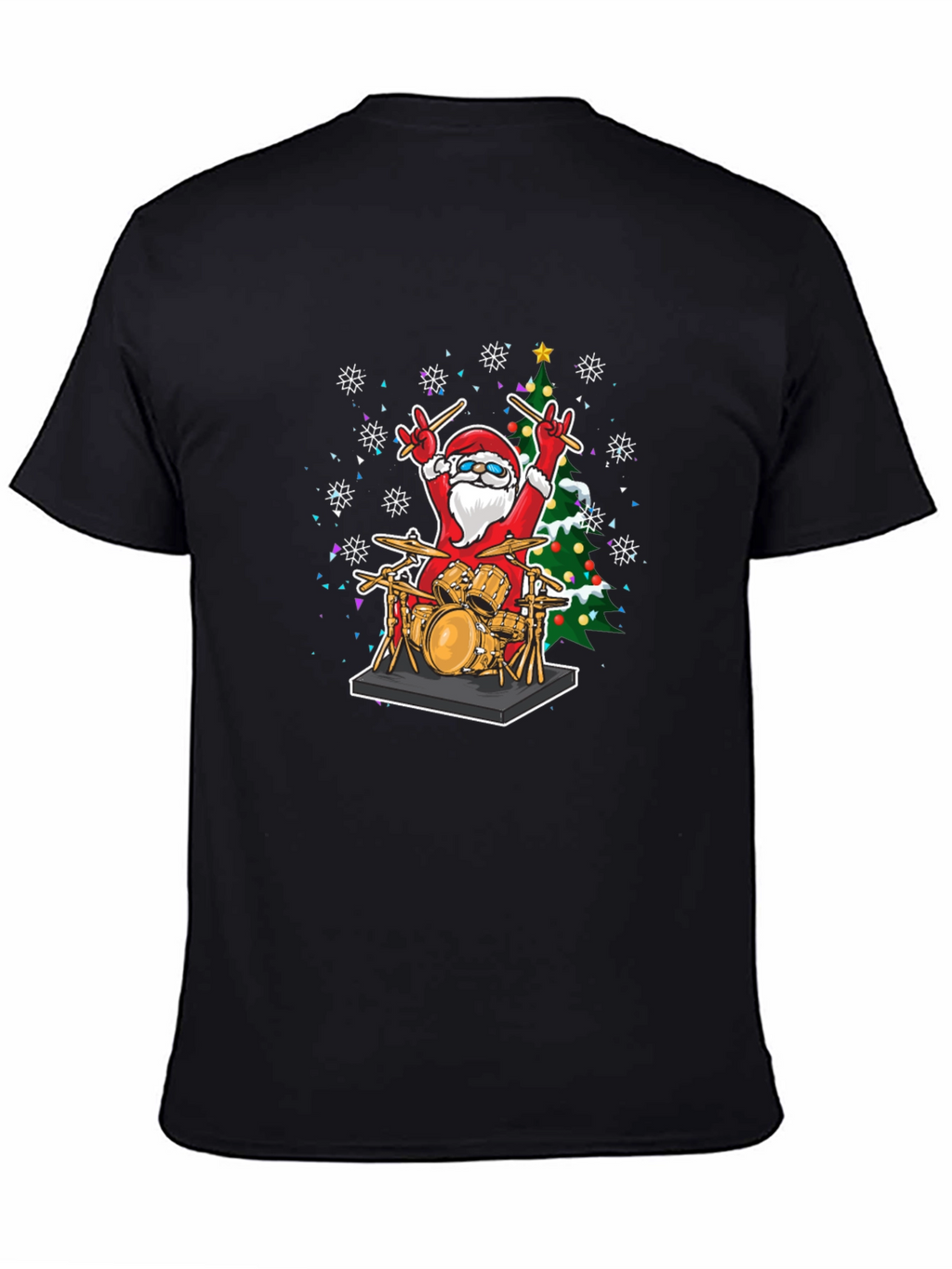 Santa Drummer T-Shirt - Christmas Music Tee