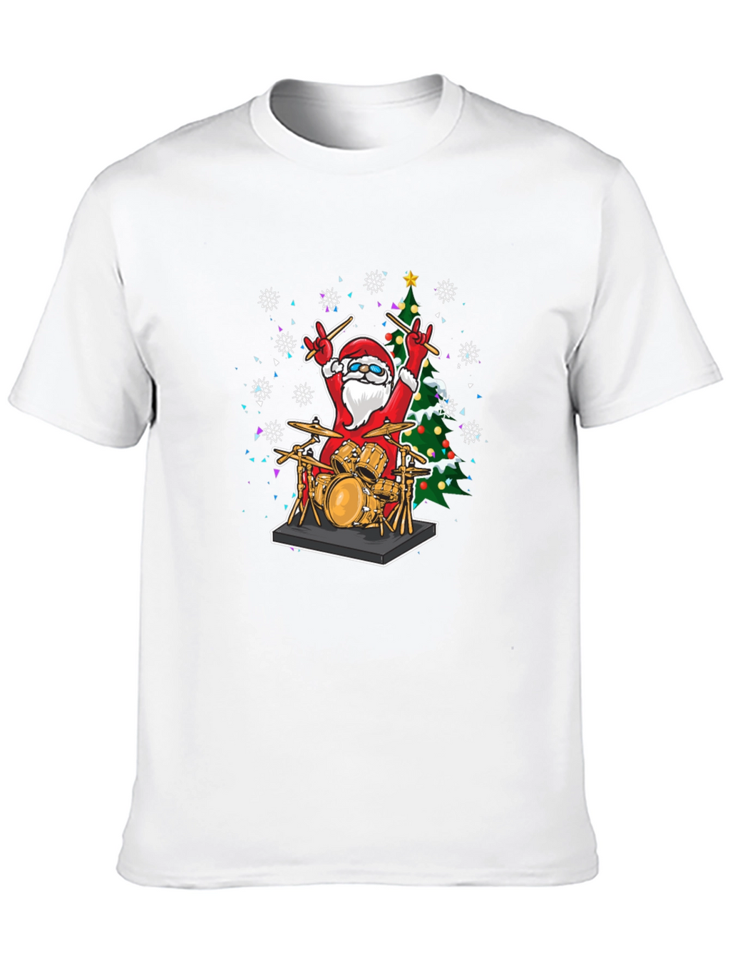 Santa Drummer T-Shirt - Christmas Music Tee