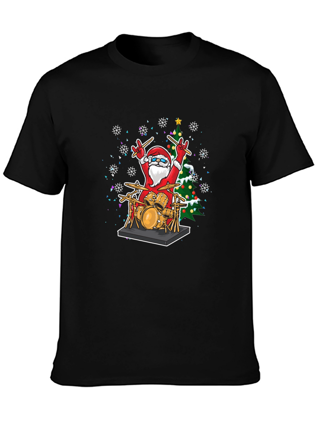 Santa Drummer T-Shirt - Christmas Music Tee