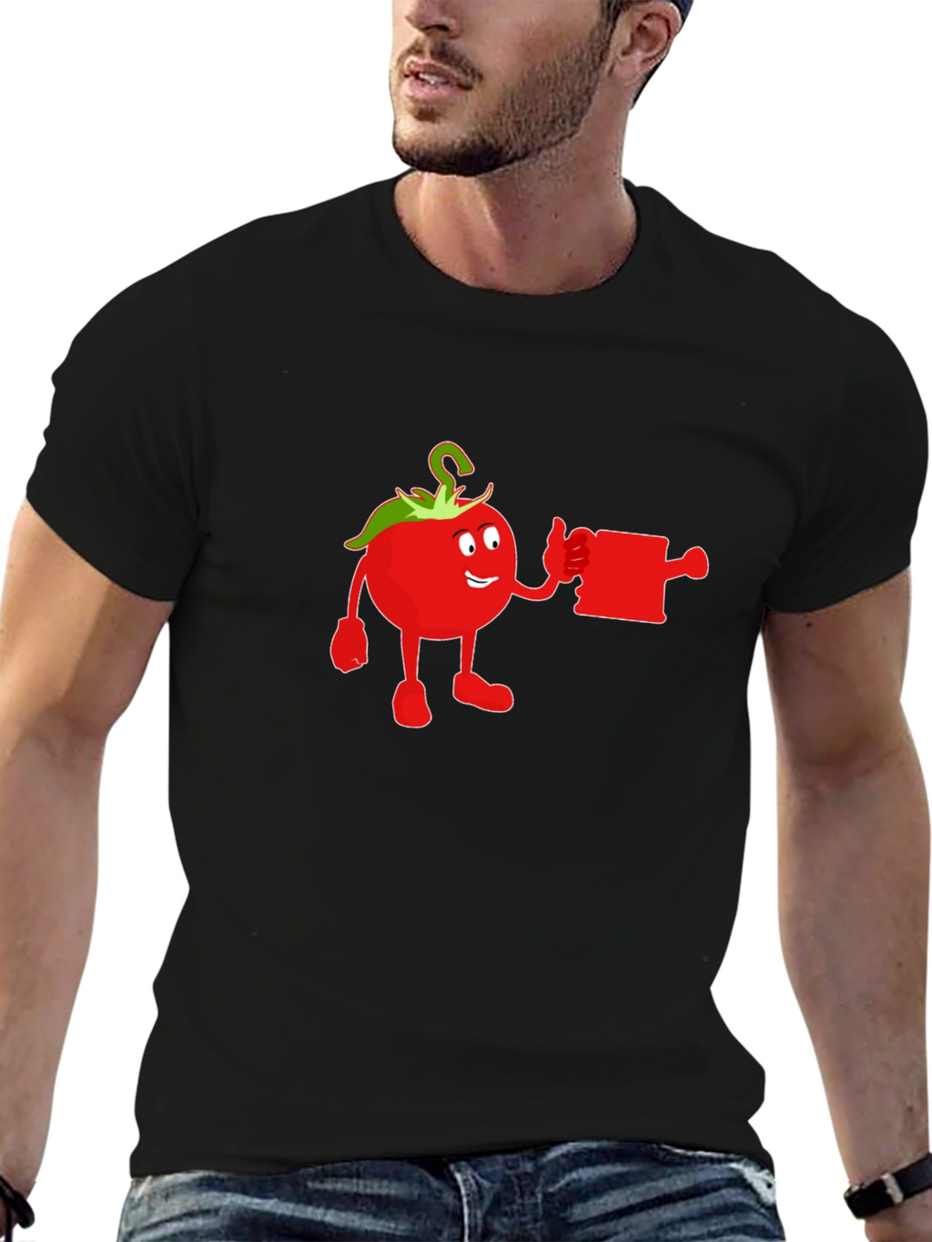 Whimsical Tomato Cartoon Graphic T-Shirt