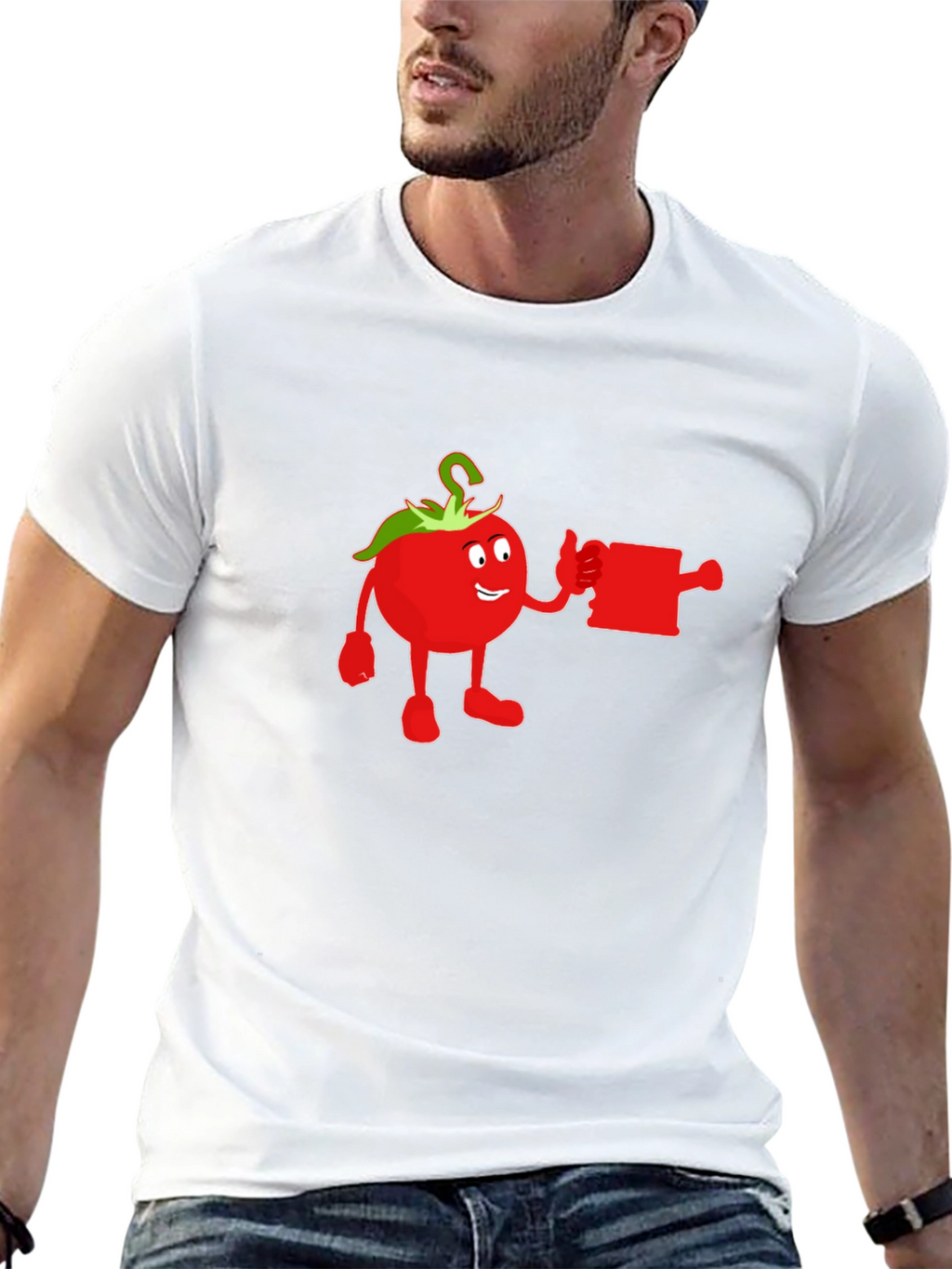 Whimsical Tomato Cartoon Graphic T-Shirt