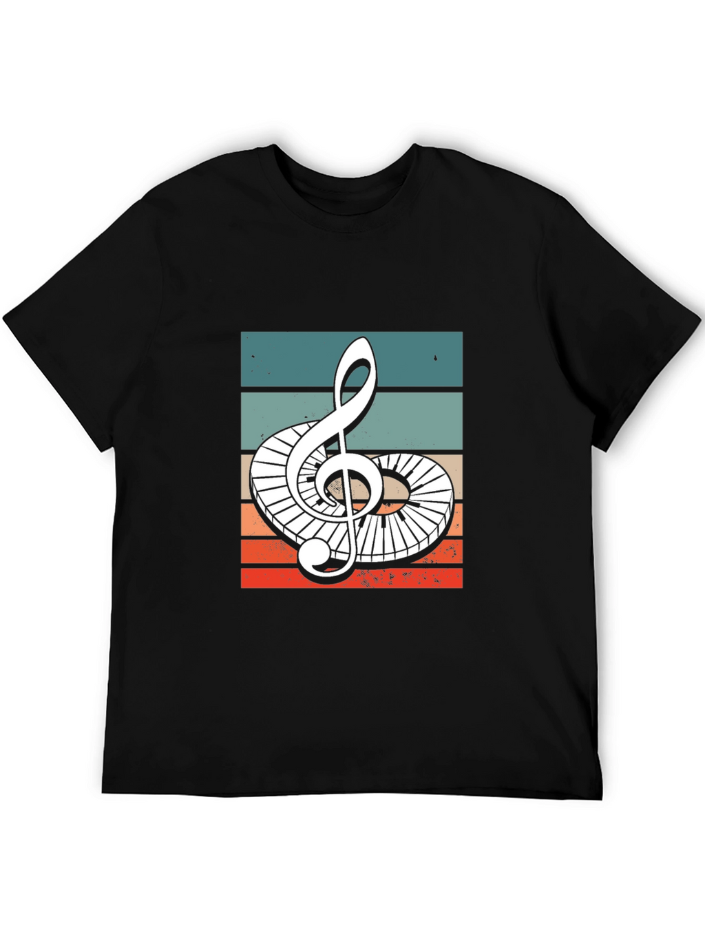 Retro Treble Clef Piano Keys Graphic Tee