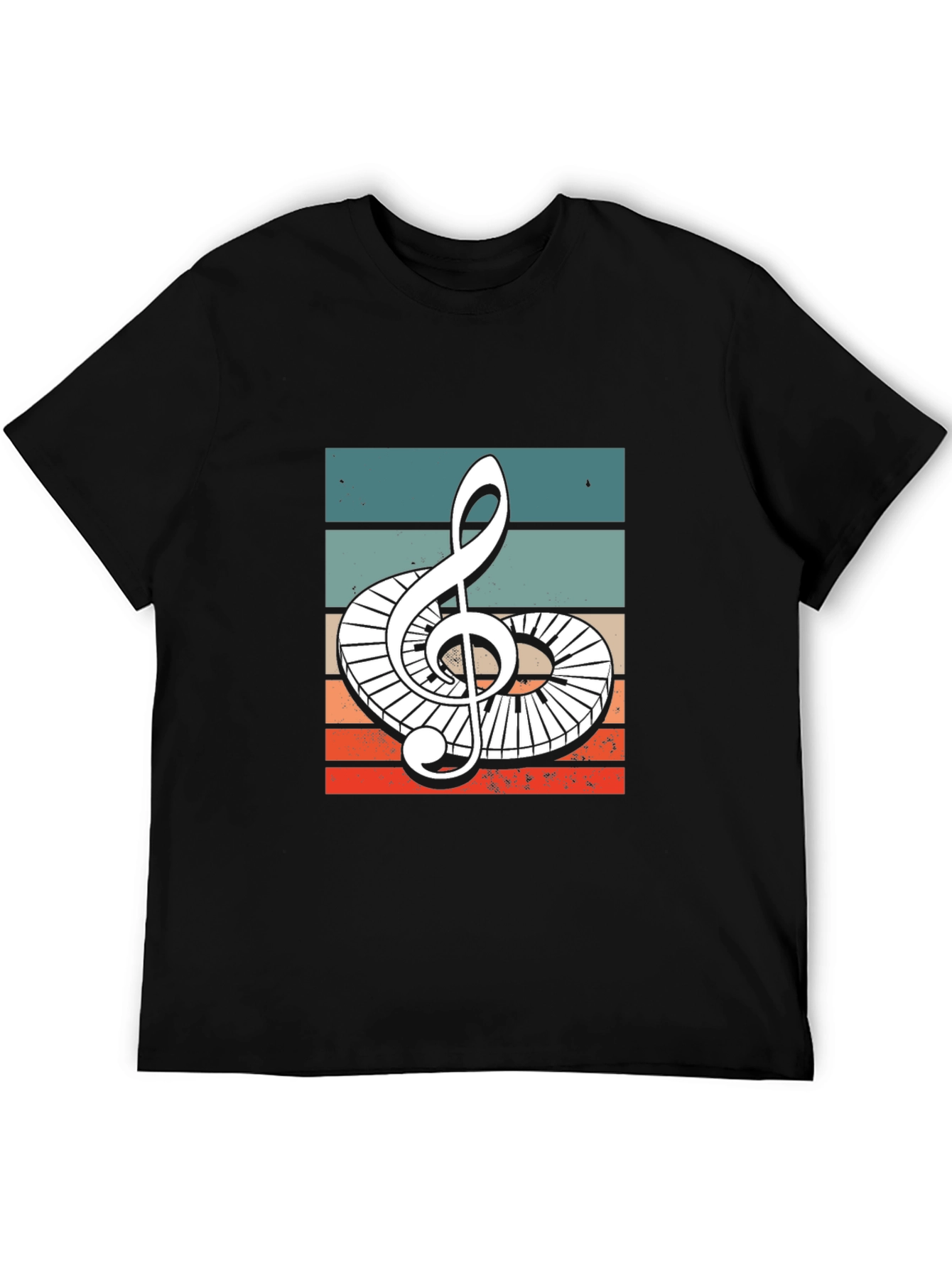 Retro Treble Clef Piano Keys Graphic Tee