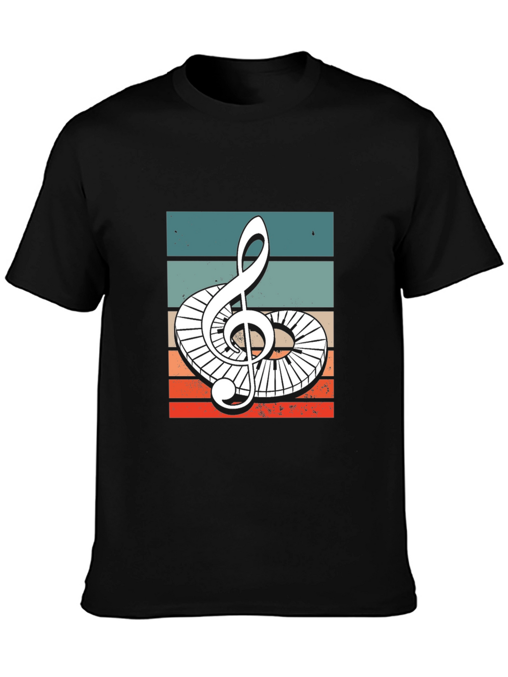 Retro Treble Clef Piano Keys Graphic Tee