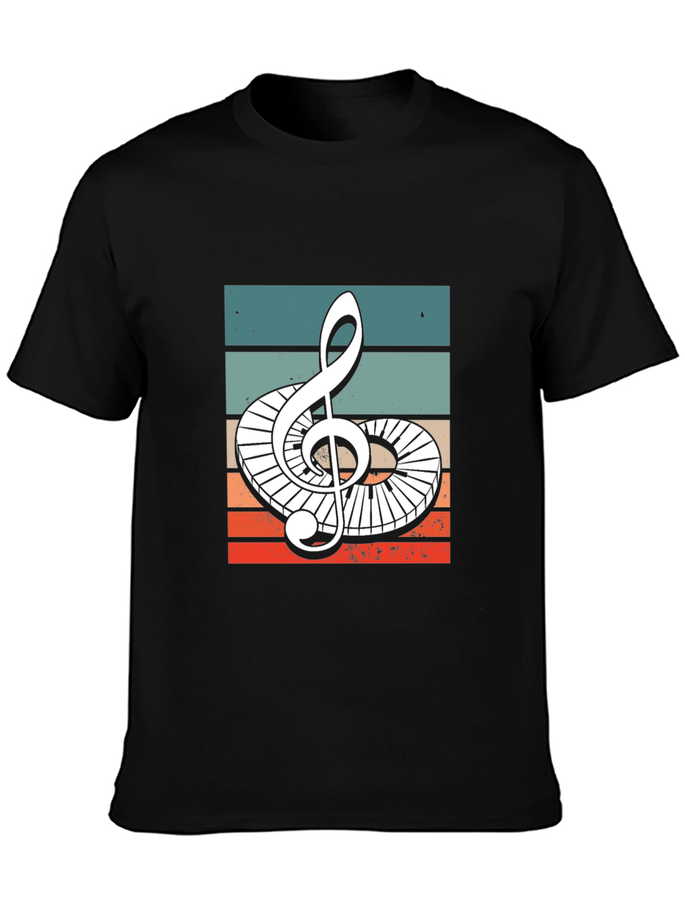 Retro Treble Clef Piano Keys Graphic Tee