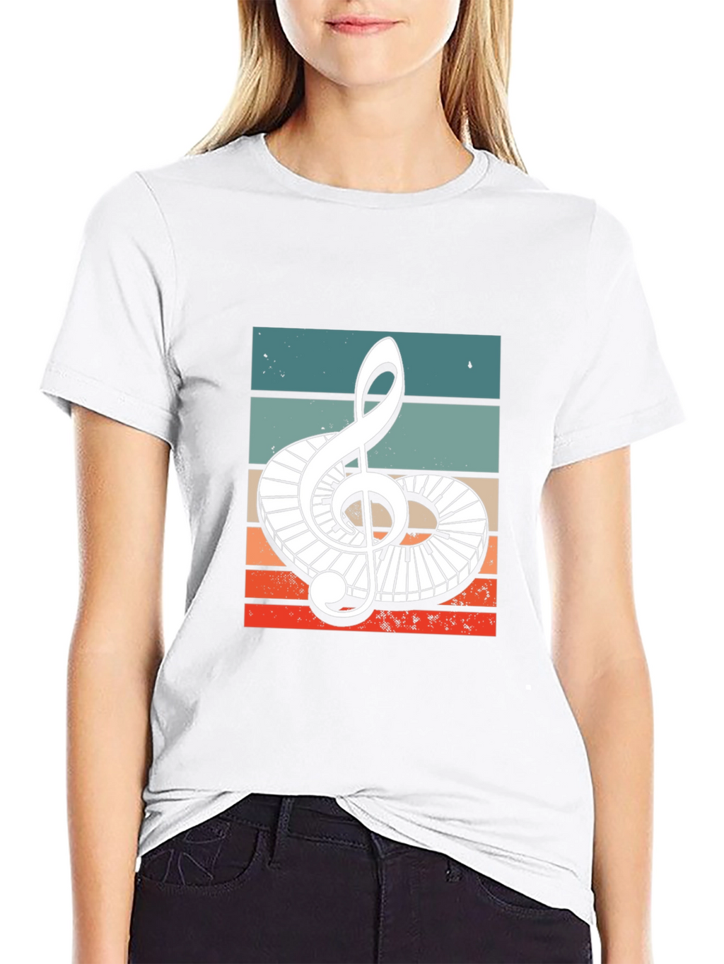 Retro Treble Clef Piano Keys Graphic Tee