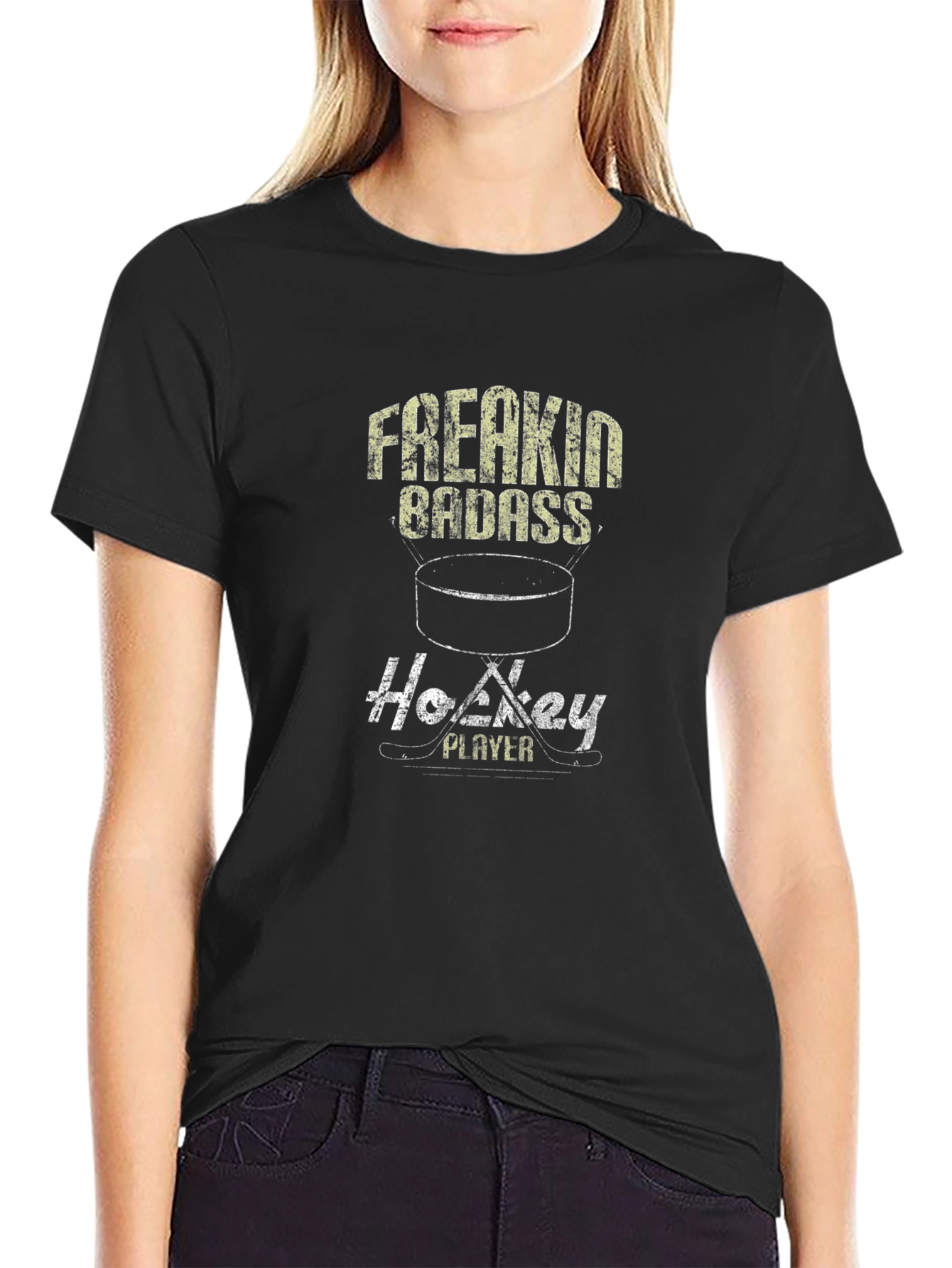 Freakin Badass Hockey Player Graphic Tee