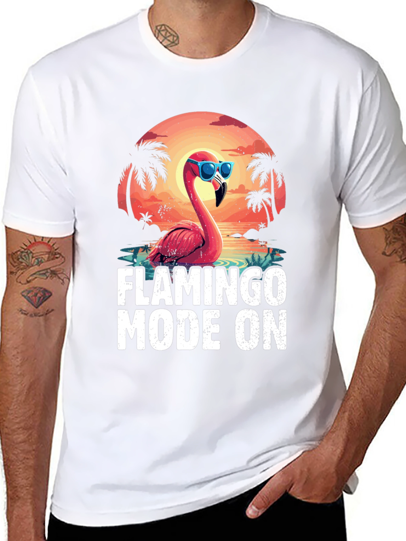 Flamingo Mode On Graphic Tee - Tropical Vacation Ready!