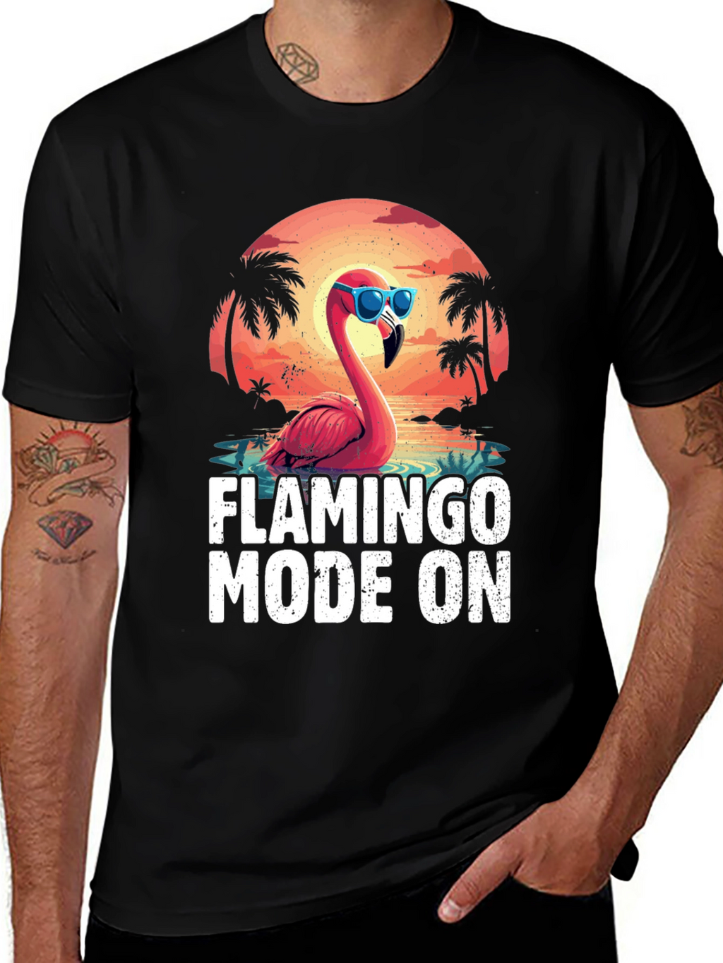 Flamingo Mode On Graphic Tee - Tropical Vacation Ready!