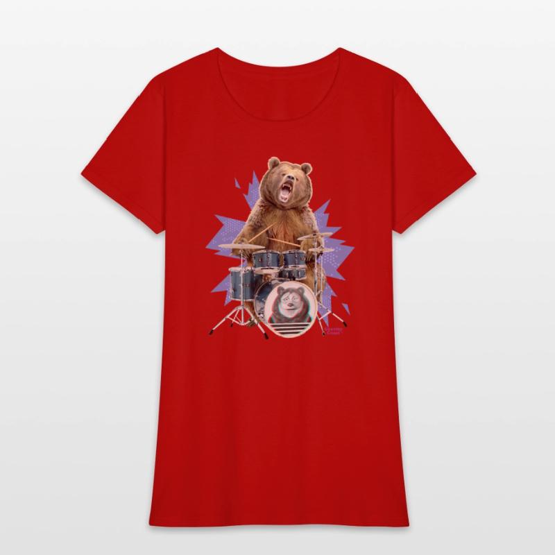 Brown Grizzly Bear Playing the Drums Gift for Drum