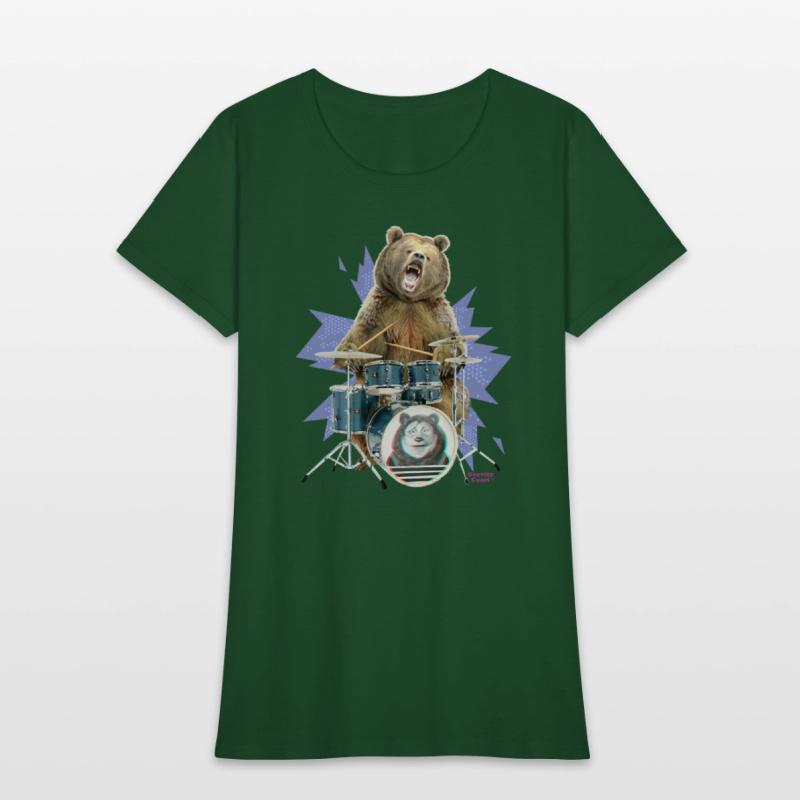 Brown Grizzly Bear Playing the Drums Gift for Drum