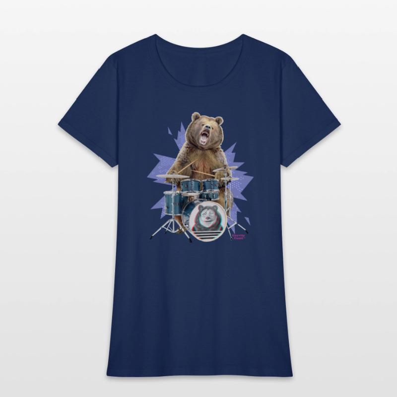 Brown Grizzly Bear Playing the Drums Gift for Drum