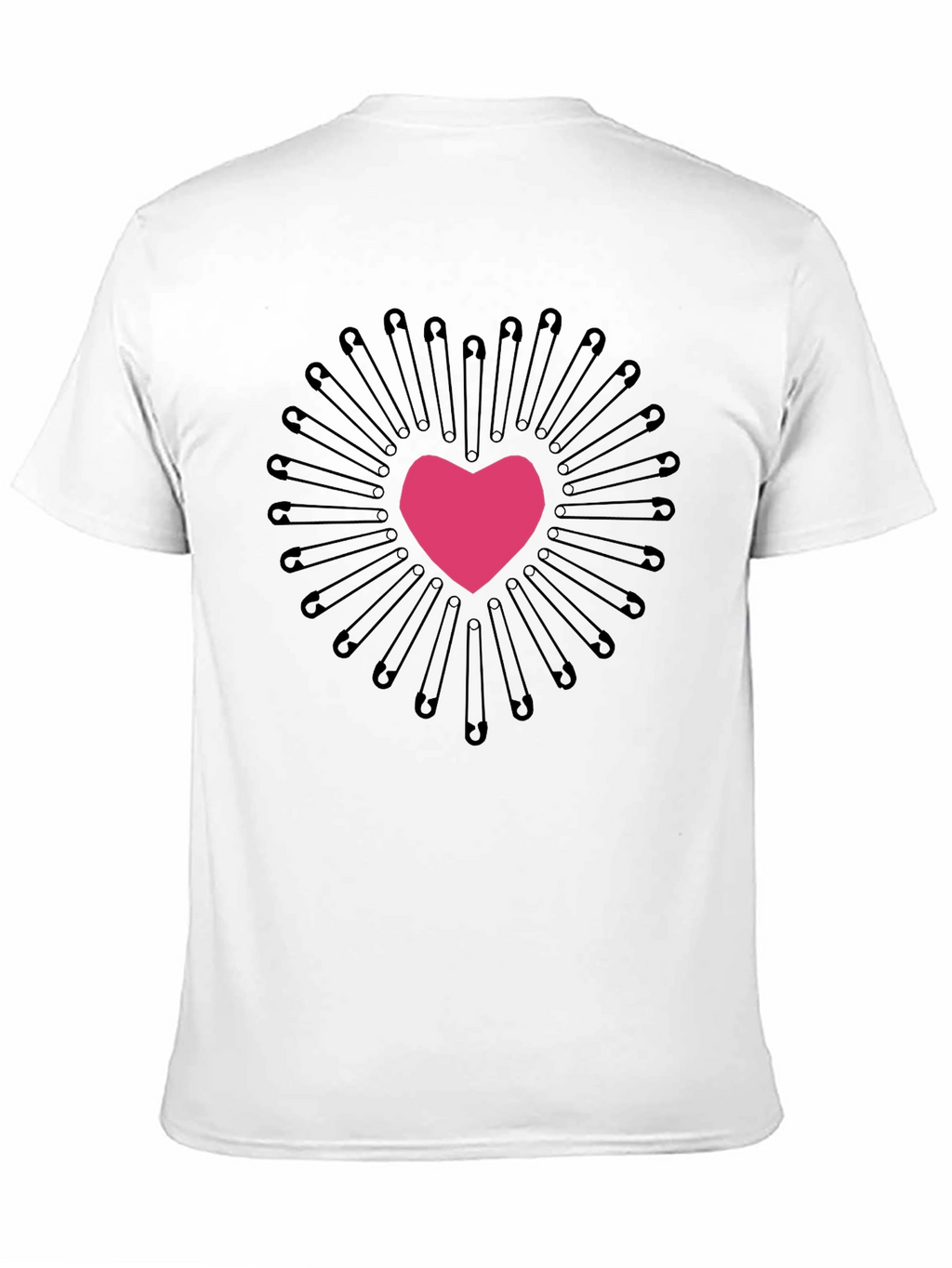Safety Pin Heart Graphic Tee - Black