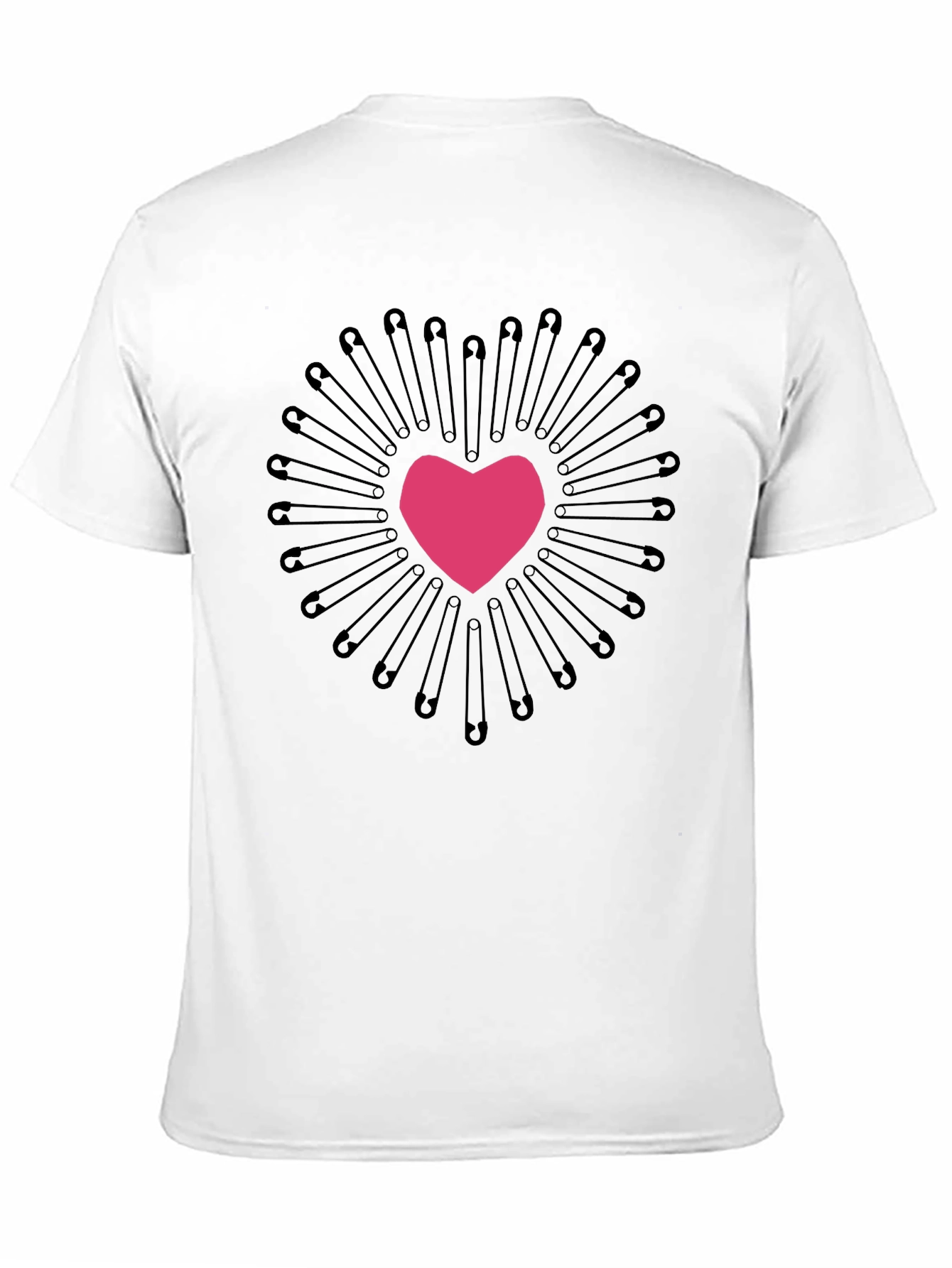 Safety Pin Heart Graphic Tee - Black