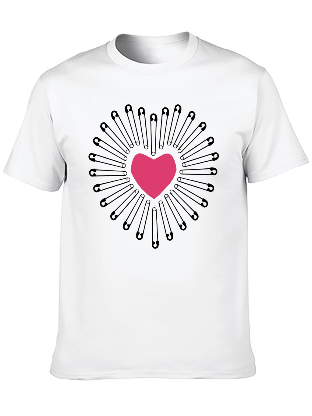 Safety Pin Heart Graphic Tee - Black