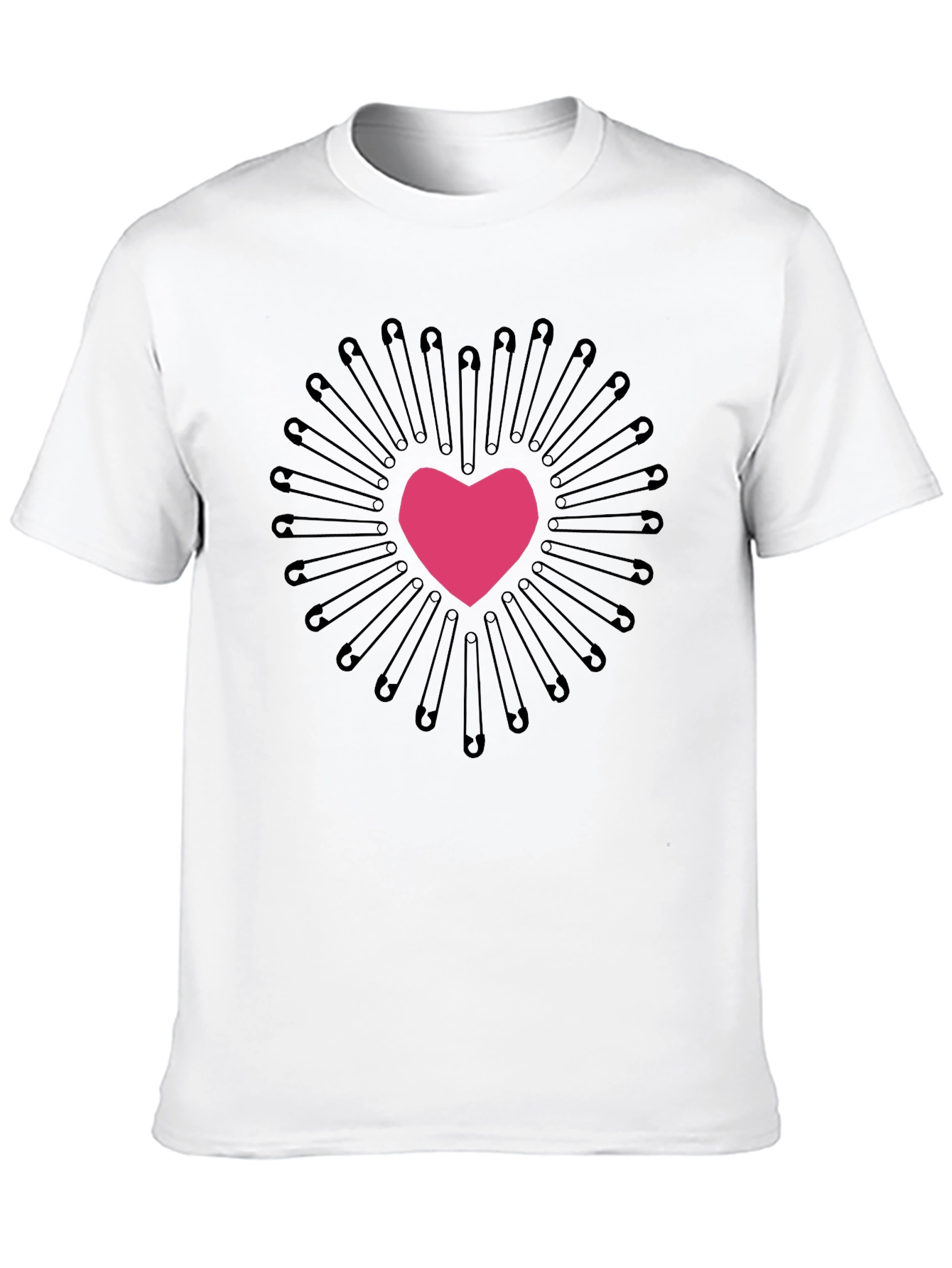 Safety Pin Heart Graphic Tee - Black