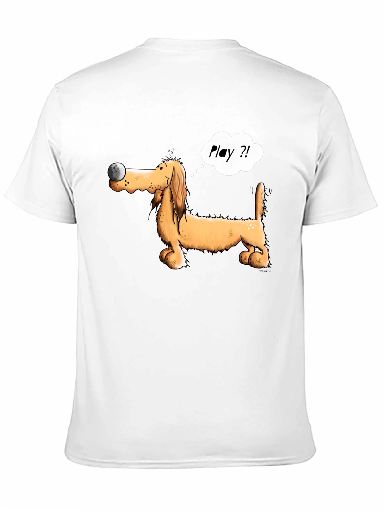 Playful Dog T-Shirt - Cartoon Dachshund with Ball