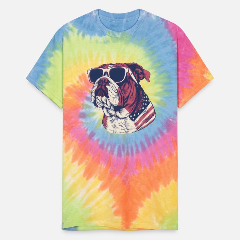 Bulldog dog. 4th of July and memorial day