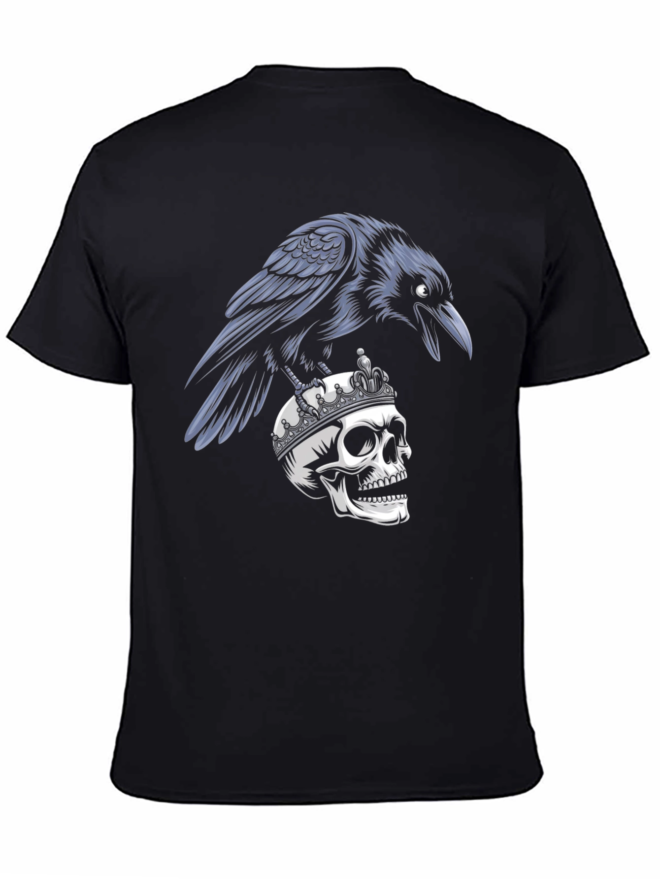 Raven on Skull T-Shirt - Gothic Style Black Tee