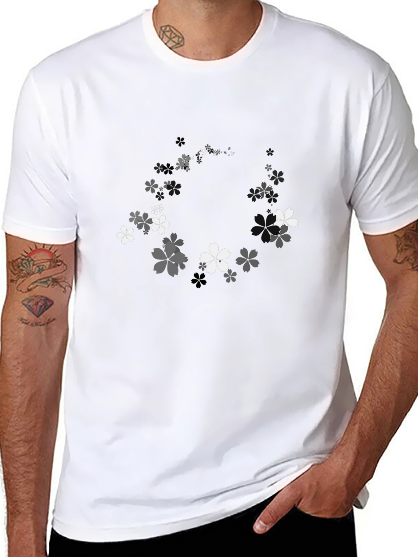 Cherry Blossom Graphic Black T-Shirt