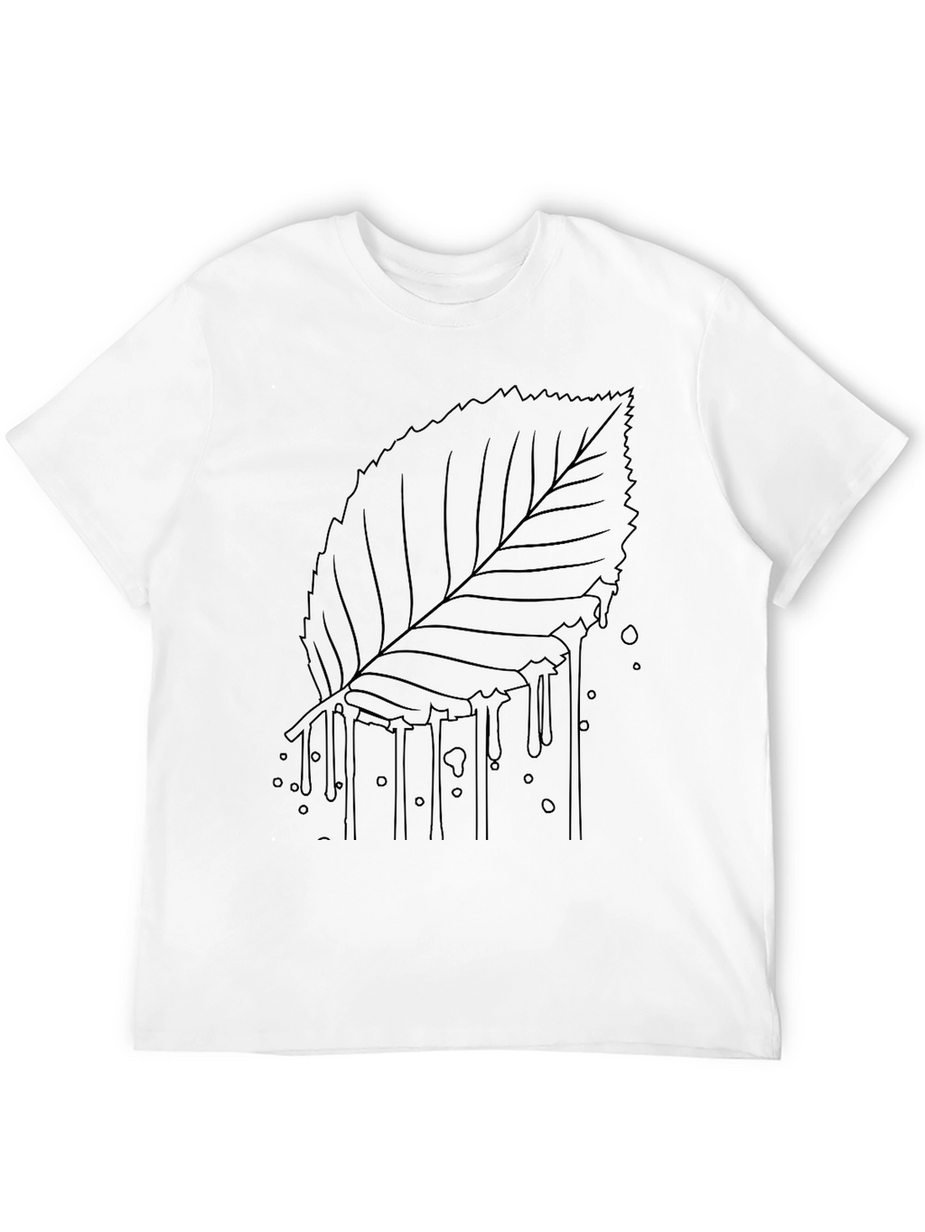 Black T-Shirt with Leaf Drip Graphic