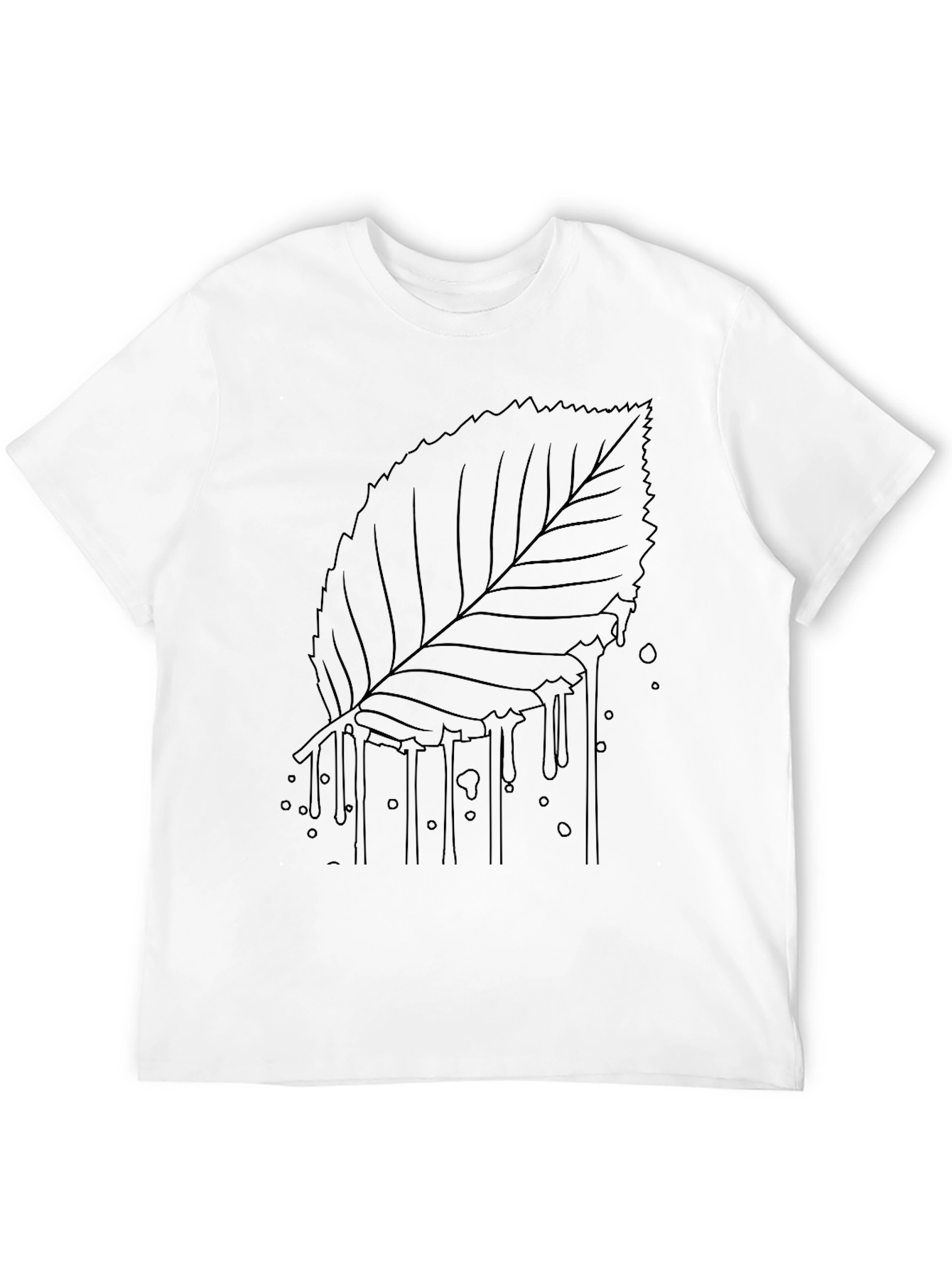 Black T-Shirt with Leaf Drip Graphic