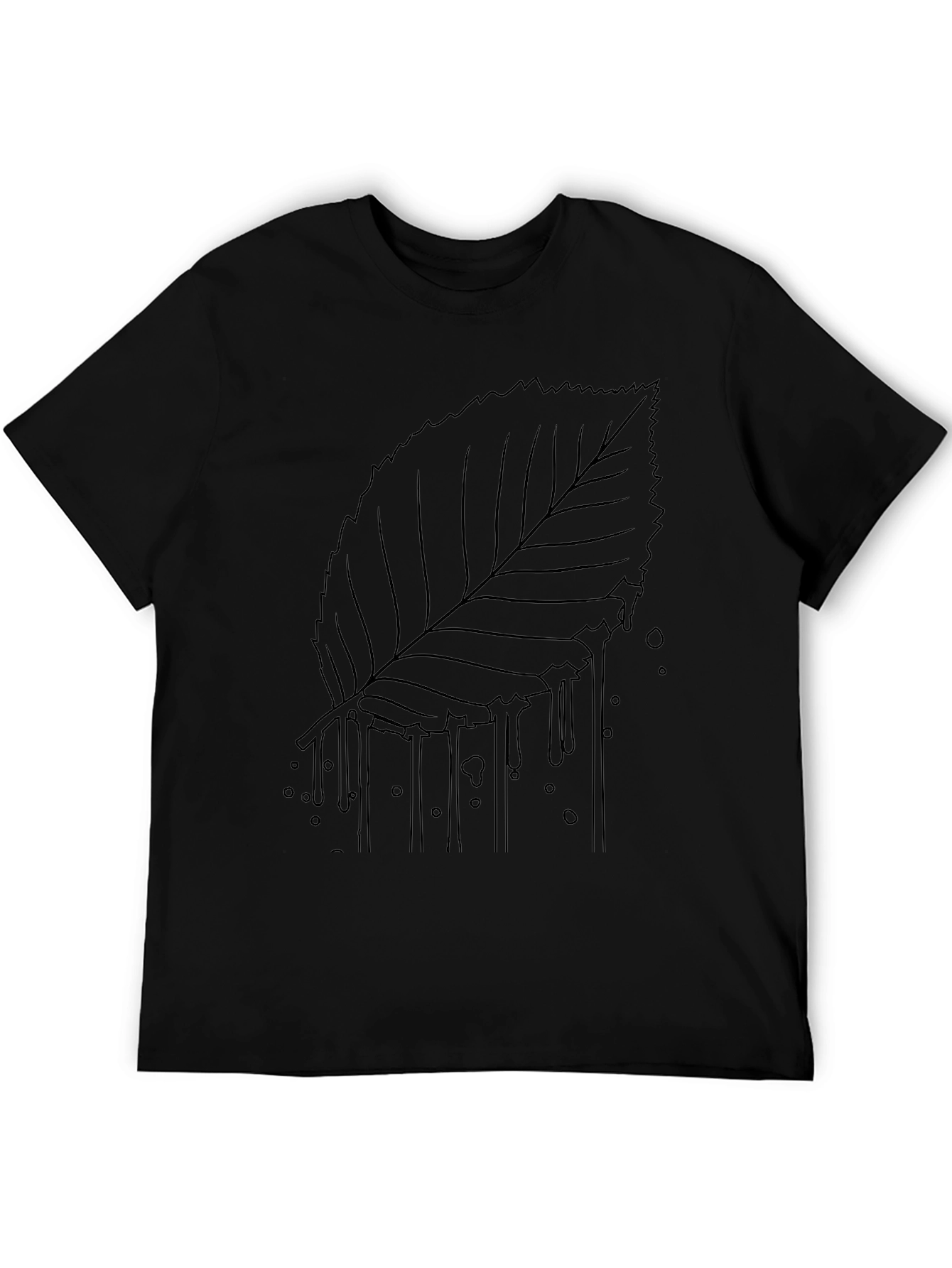 Black T-Shirt with Leaf Drip Graphic