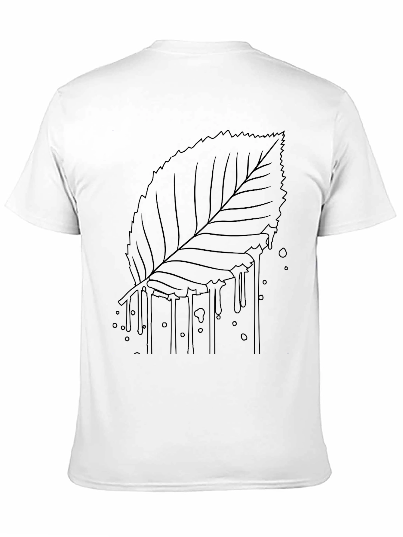 Black T-Shirt with Leaf Drip Graphic