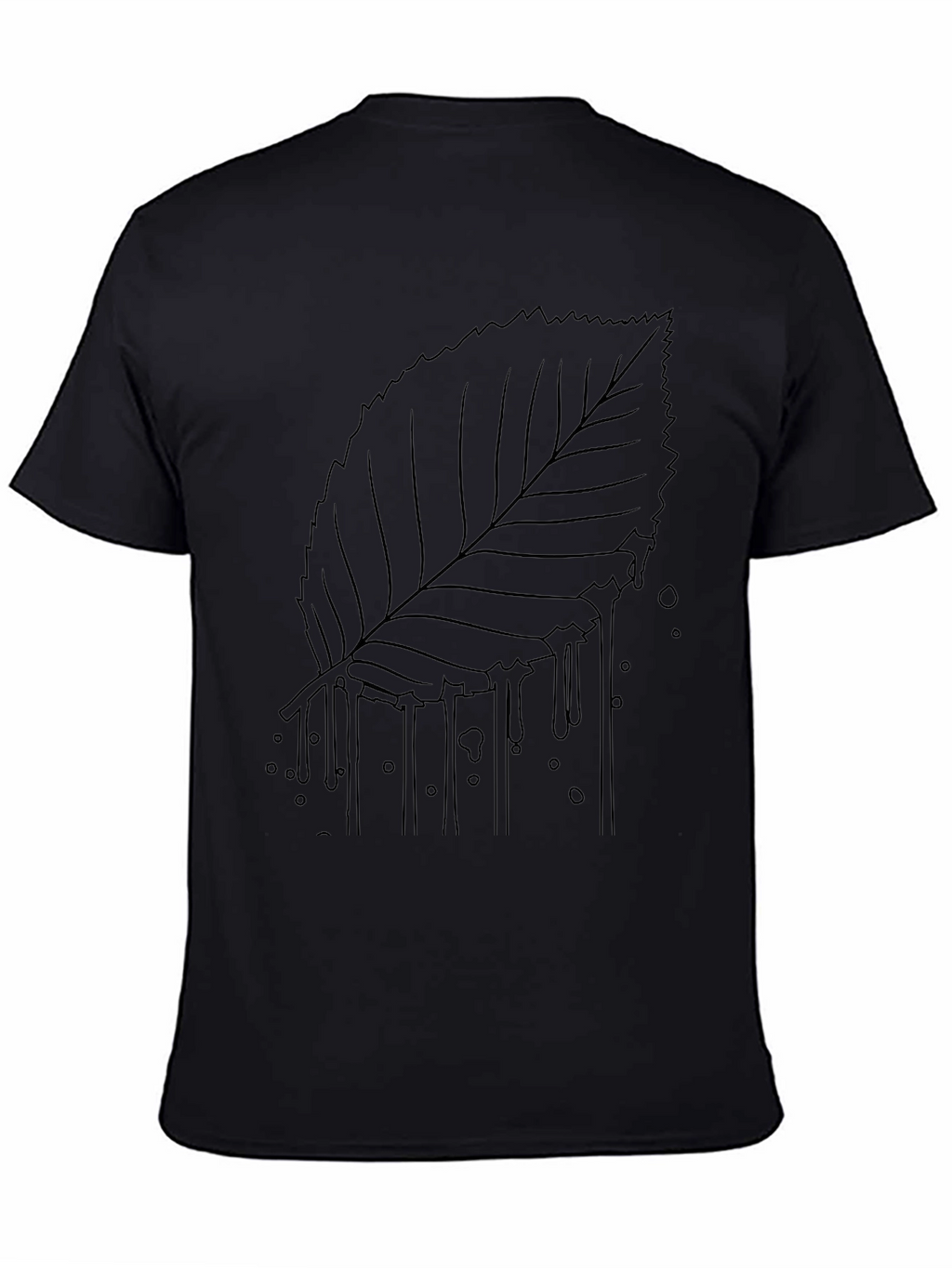 Black T-Shirt with Leaf Drip Graphic