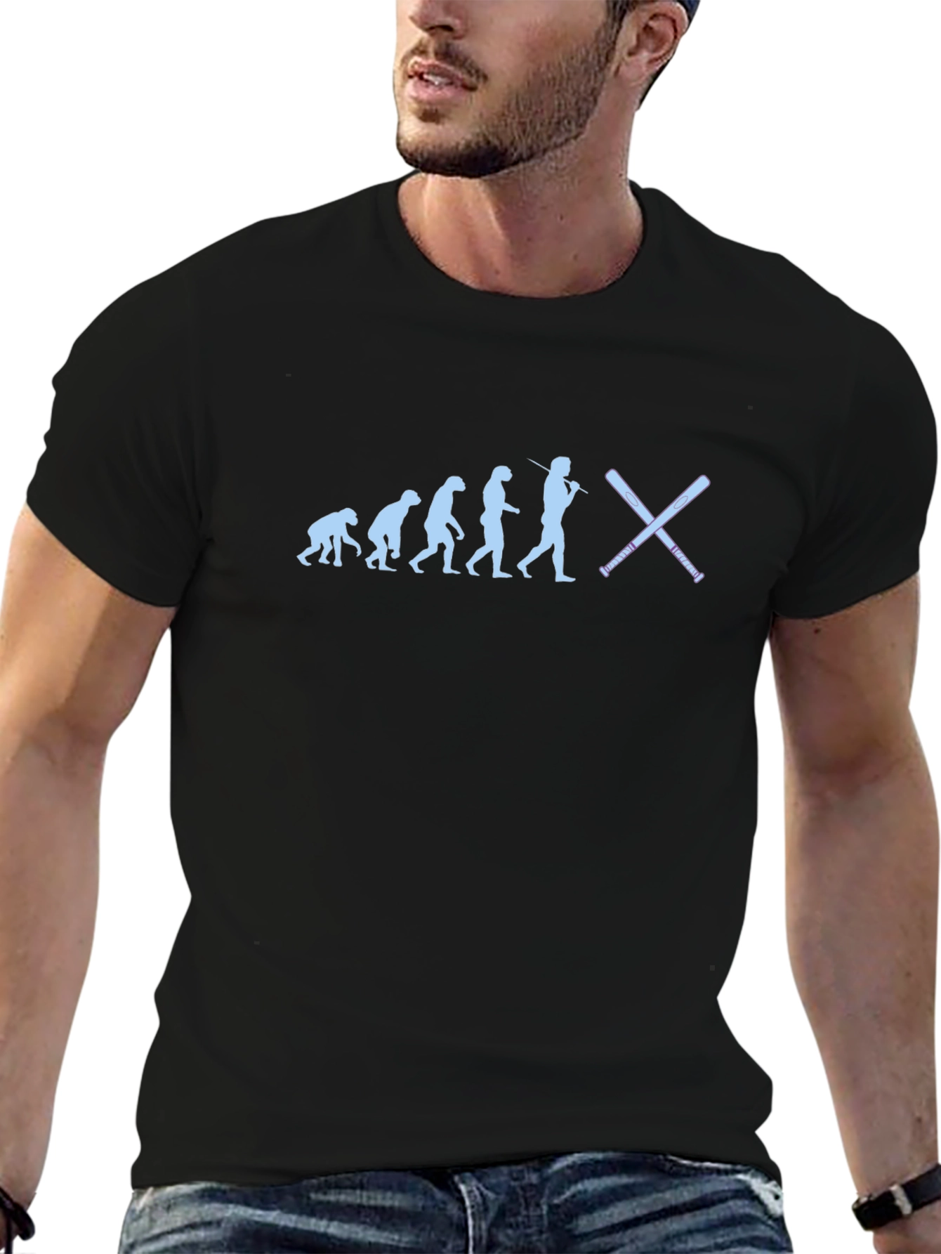 Evolution of Baseball Black T-Shirt