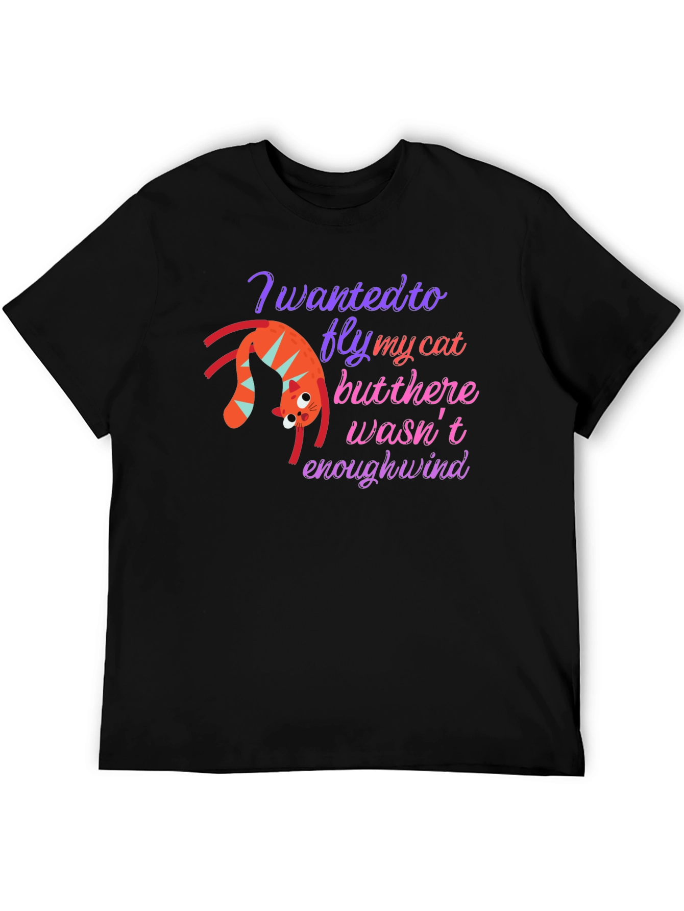 Funny Cat Flying T-Shirt - Whimsical Graphic Tee