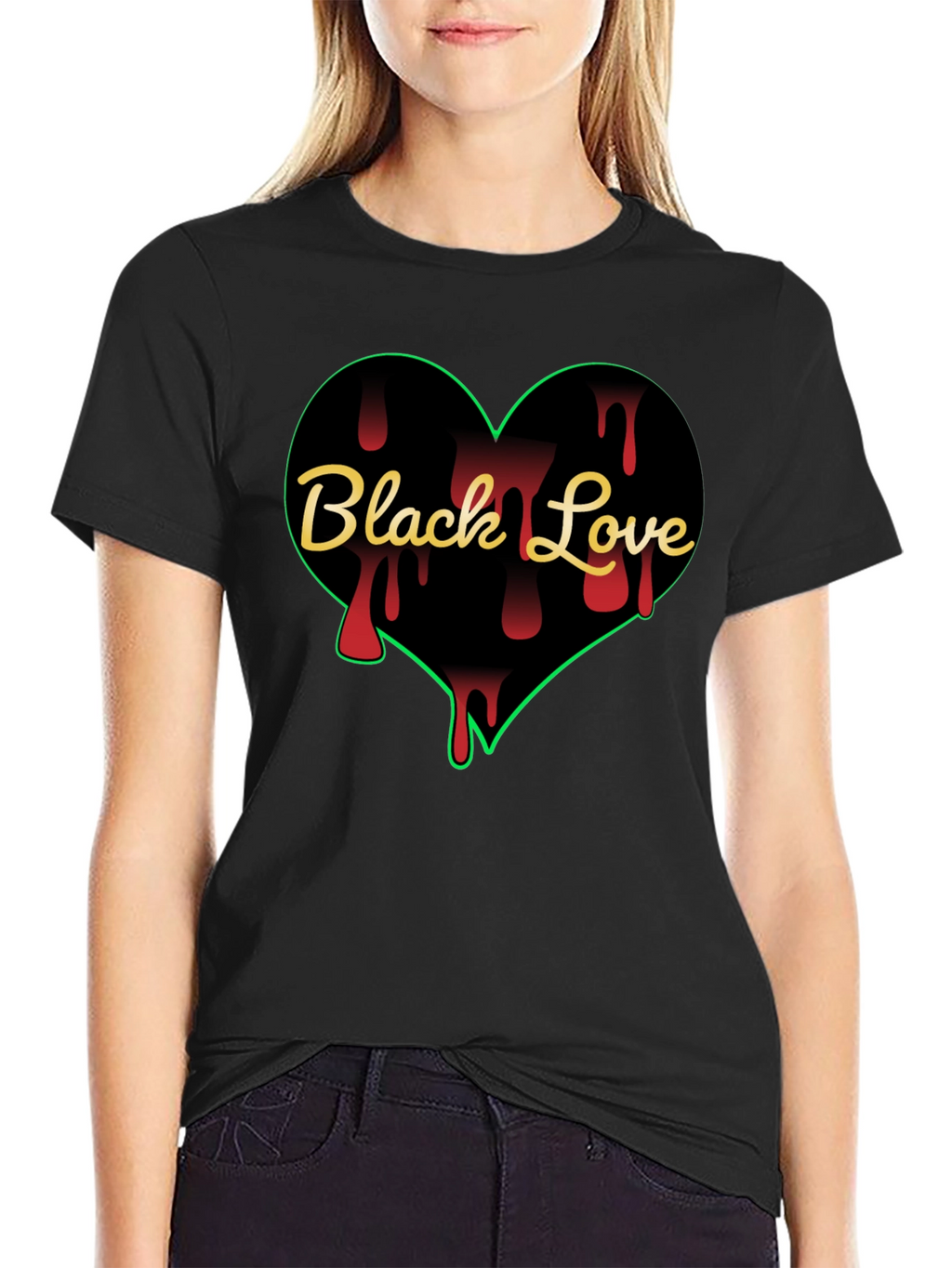 Black Love Heart Graphic T-Shirt